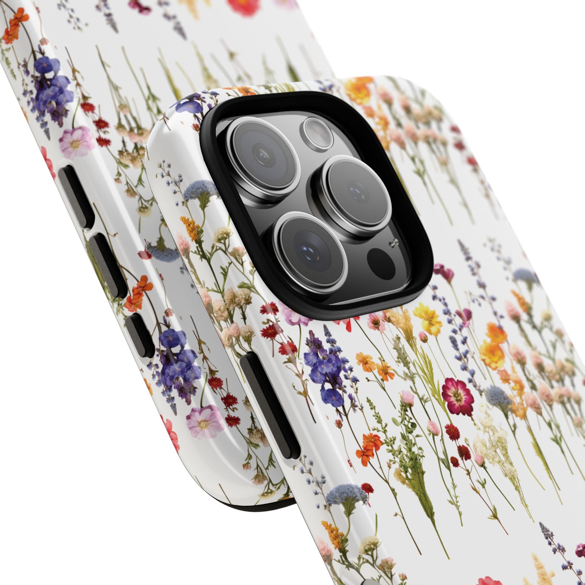 White Best Phone Case Press Flowers Floral 3D Illusion Luxury Tough Case Floral Elegant Durable Stylish for Modern Devices iPhone 17, 16, 15, Samsung iPhone Samsung Accessory Gift for Her