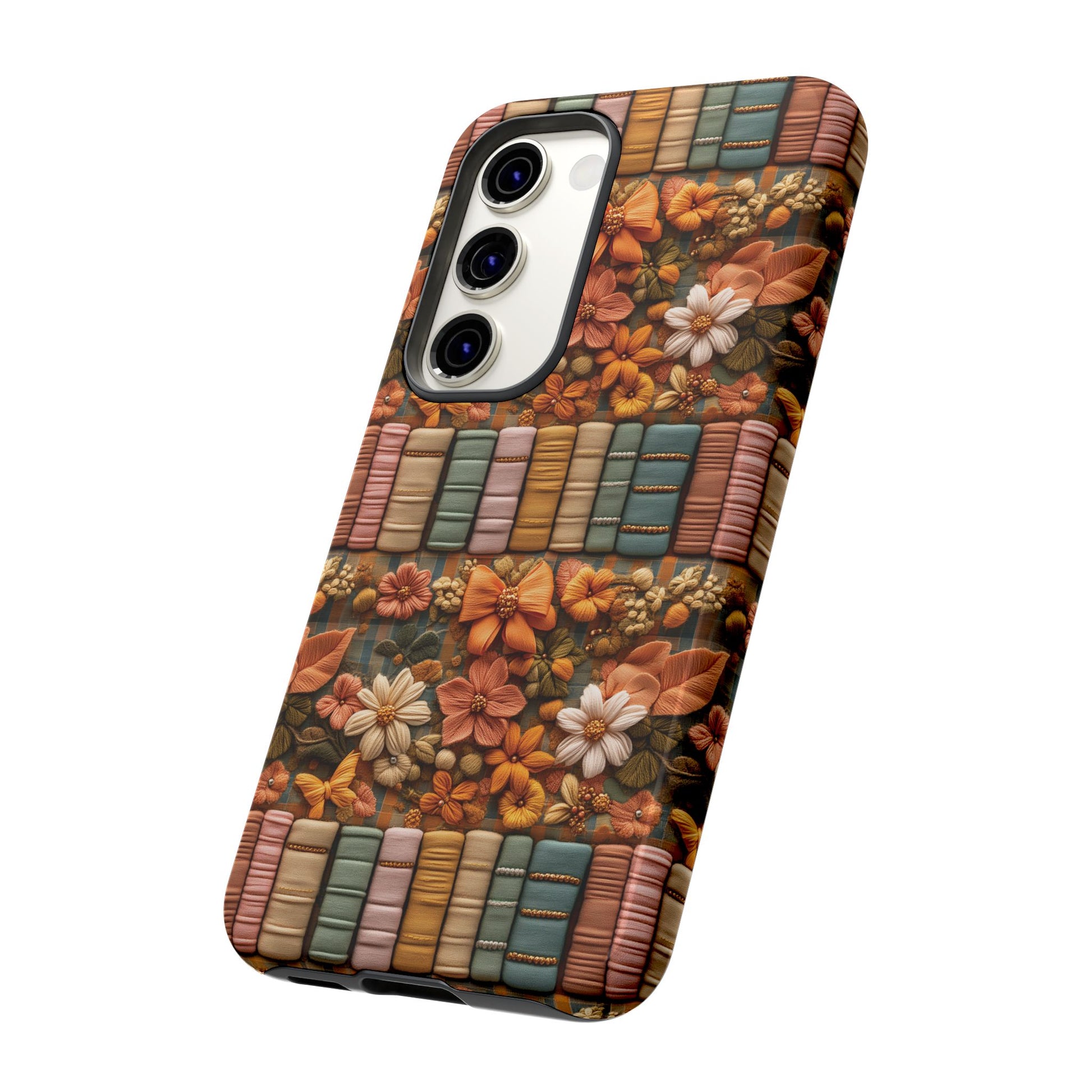 3D Illusion Boho Floral and Books Phone Case Gift for Her Phone 15, Samsung iPhone Samsung Gift for Her Case iPhone 15, Samsung iPhone Samsung Accessory Gift for Her