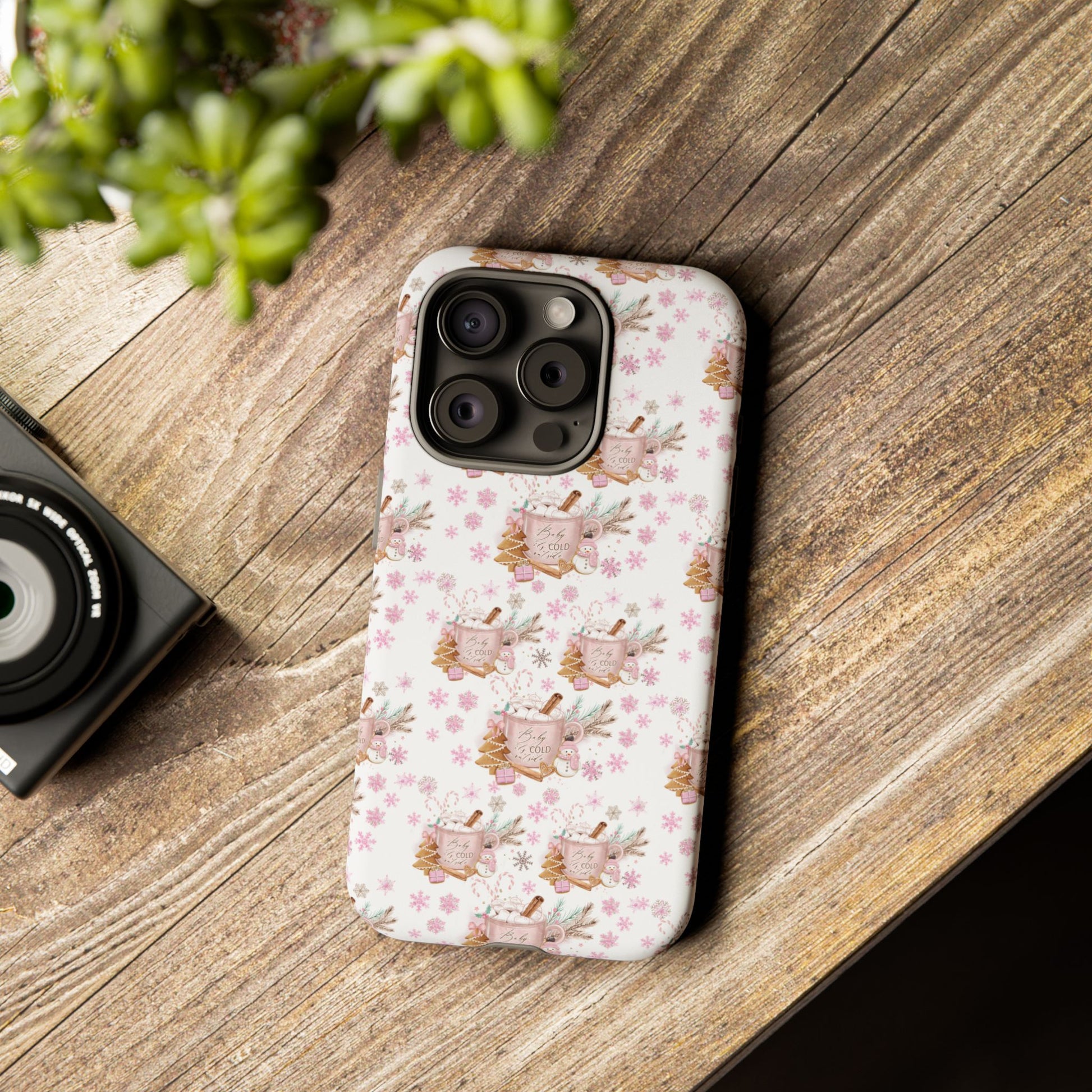 Baby it's Cold Outside Pink and White Phone Case Unique Holiday Protection for Your Device | Stylish & Durable Cover Gift for Her Phone 15, Samsung iPhone Samsung Accessory Gift for Her
