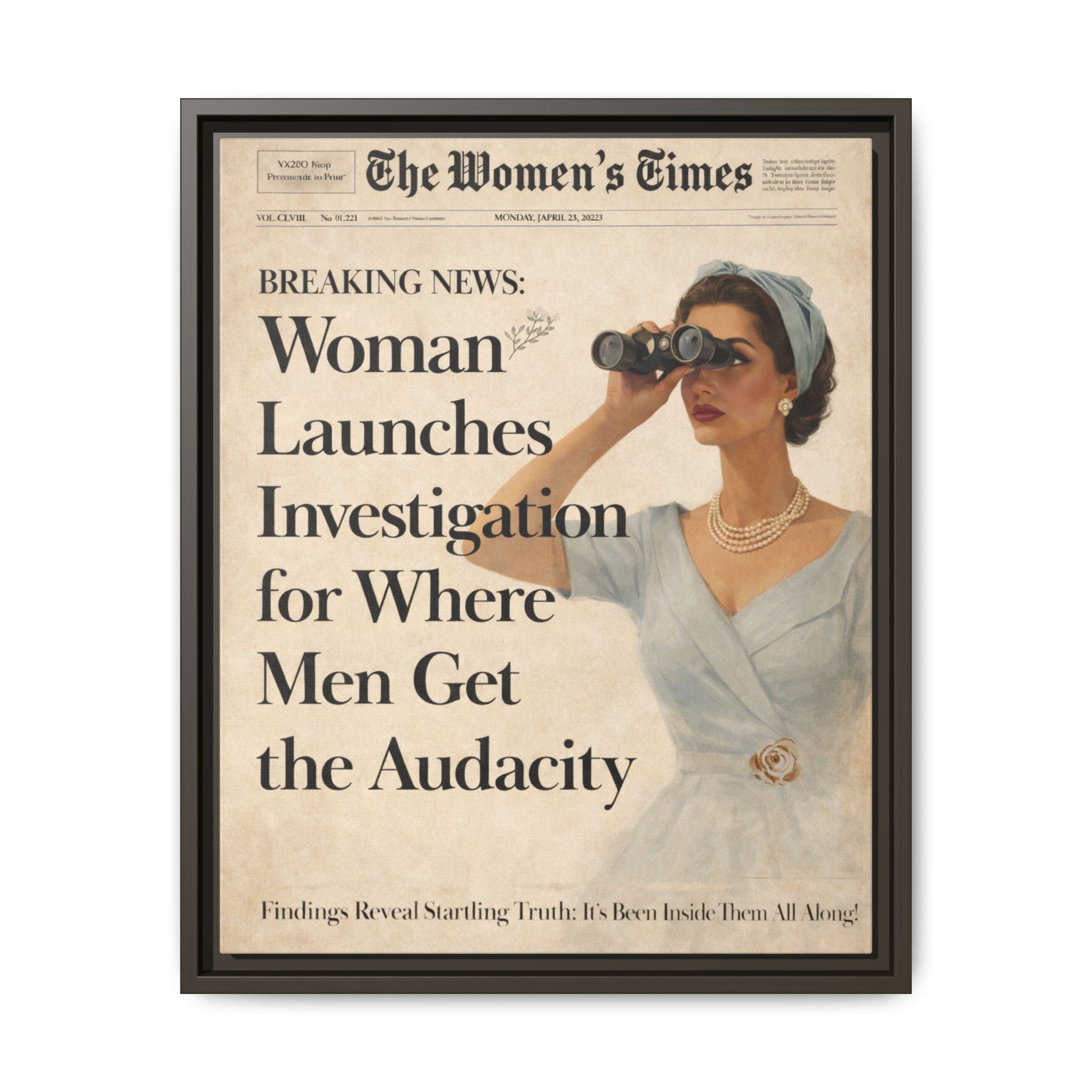 Vintage Funny Women's Retro Art Matte Canvas Framed — Retro Inspirational Wall Art