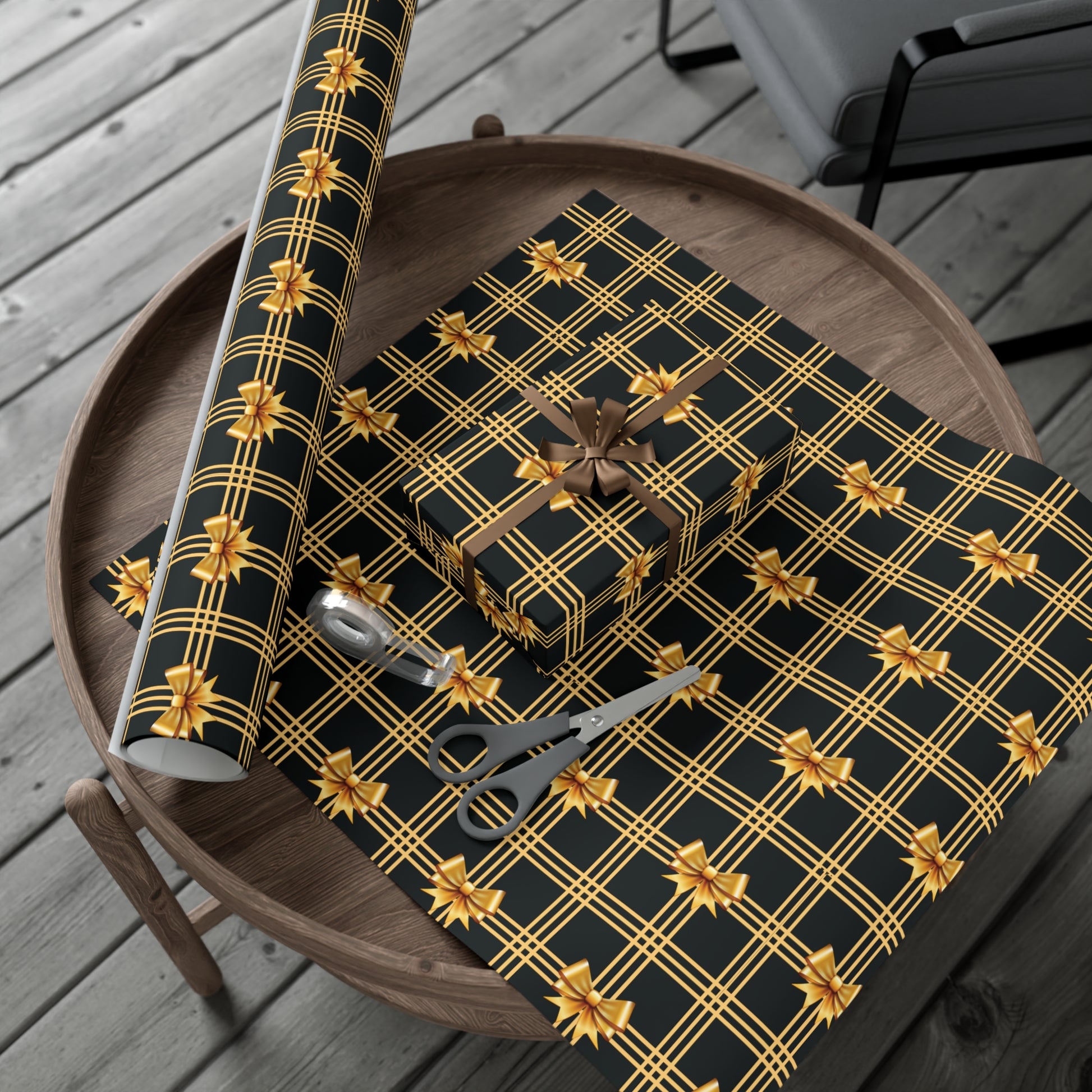 Black and Gold Bows Wrapping Paper Luxury Lover's Wrapping Paper Collection Festive Perfect for Wedding Holiday Decor – Premium Quality - MRSBYVALLE