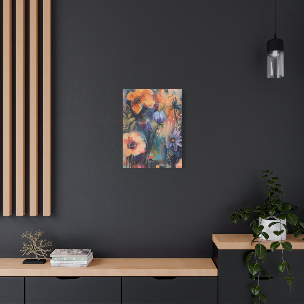 Boho Floral Wall Art Matte Canvas Stretched, Vibrant Botanical Design, Perfect for Living Room, Bedroom, or Office Decor, Adds a Stylish Touch to Any Space1.25" - MRSBYVALLE