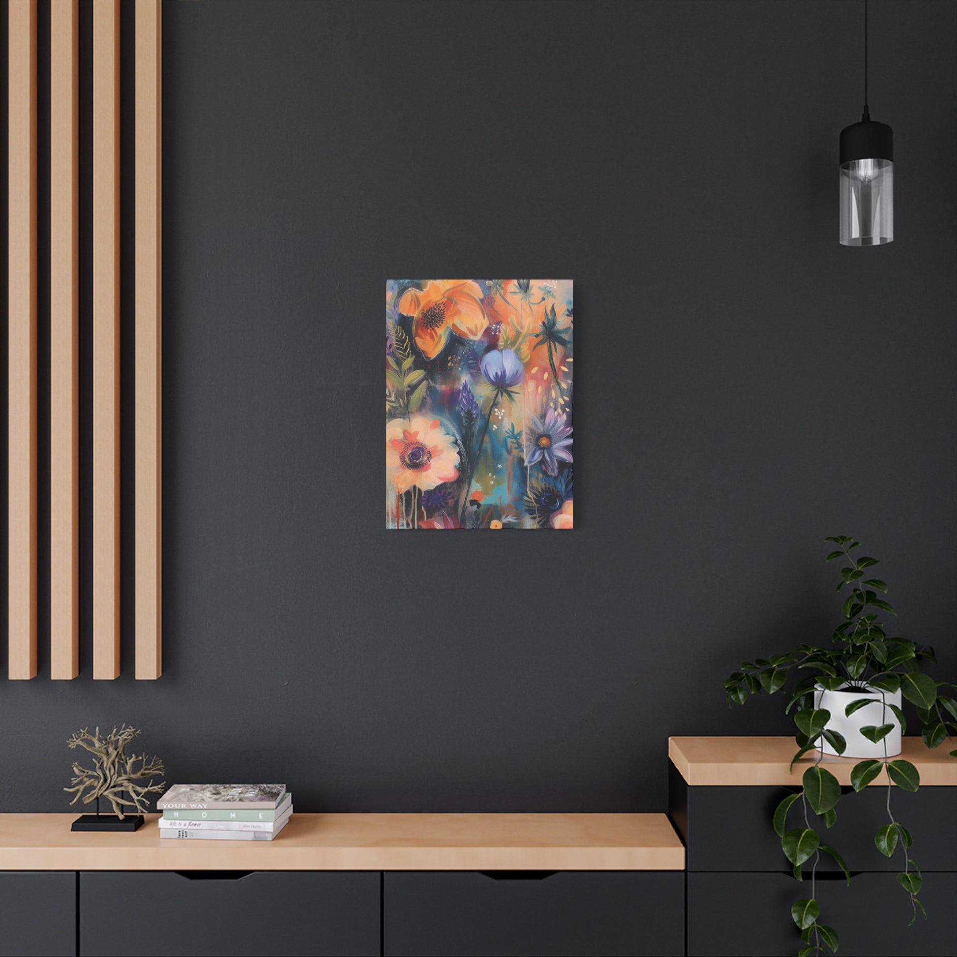 Boho Floral Wall Art Matte Canvas Stretched, Vibrant Botanical Design, Perfect for Living Room, Bedroom, or Office Decor, Adds a Stylish Touch to Any Space1.25" - MRSBYVALLE