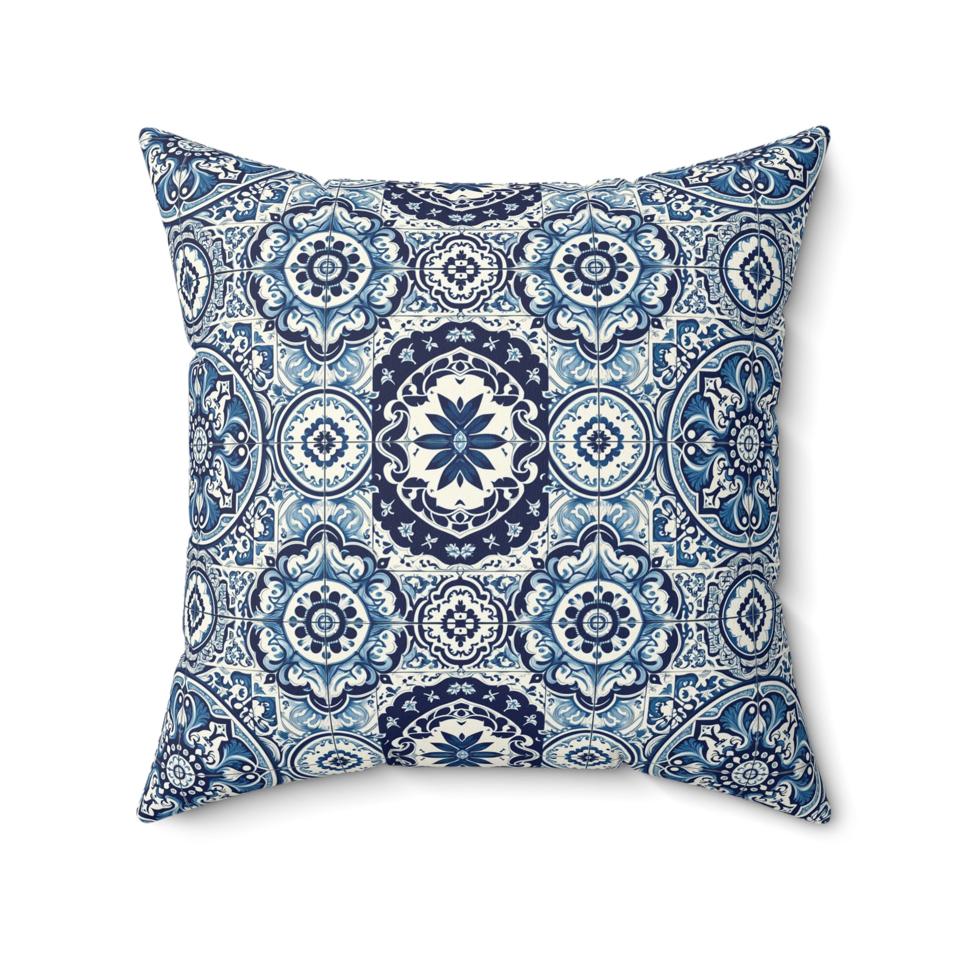 Blue Tile Design Elegance Decorative Pillow Touch of Beauty to Your Decor Living Room Comfort for Bedroom or Housewarming Gift New House, Bridal Shower Gift - MRSBYVALLE