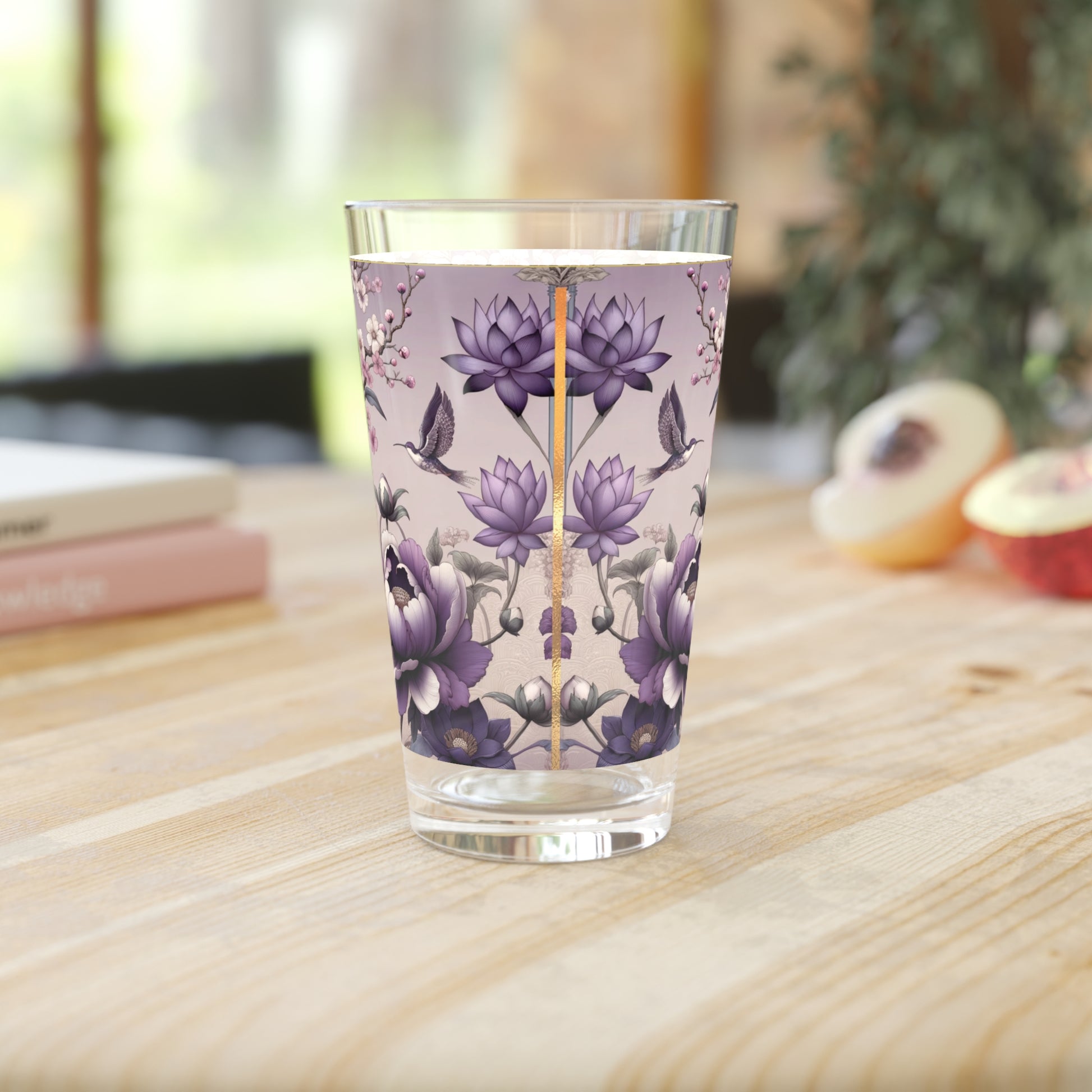Purple Wildflower Pint Glass Colorful Floral Drinkware for Home & Bar, 16 oz Housewarming, Wedding, Bridal Shower Glass, Mother's Day Party Drinkware, Housewarming Perfect Gift Party Drinkware, Cocktail, Wedding Perfect for Parties - MRSBYVALLE
