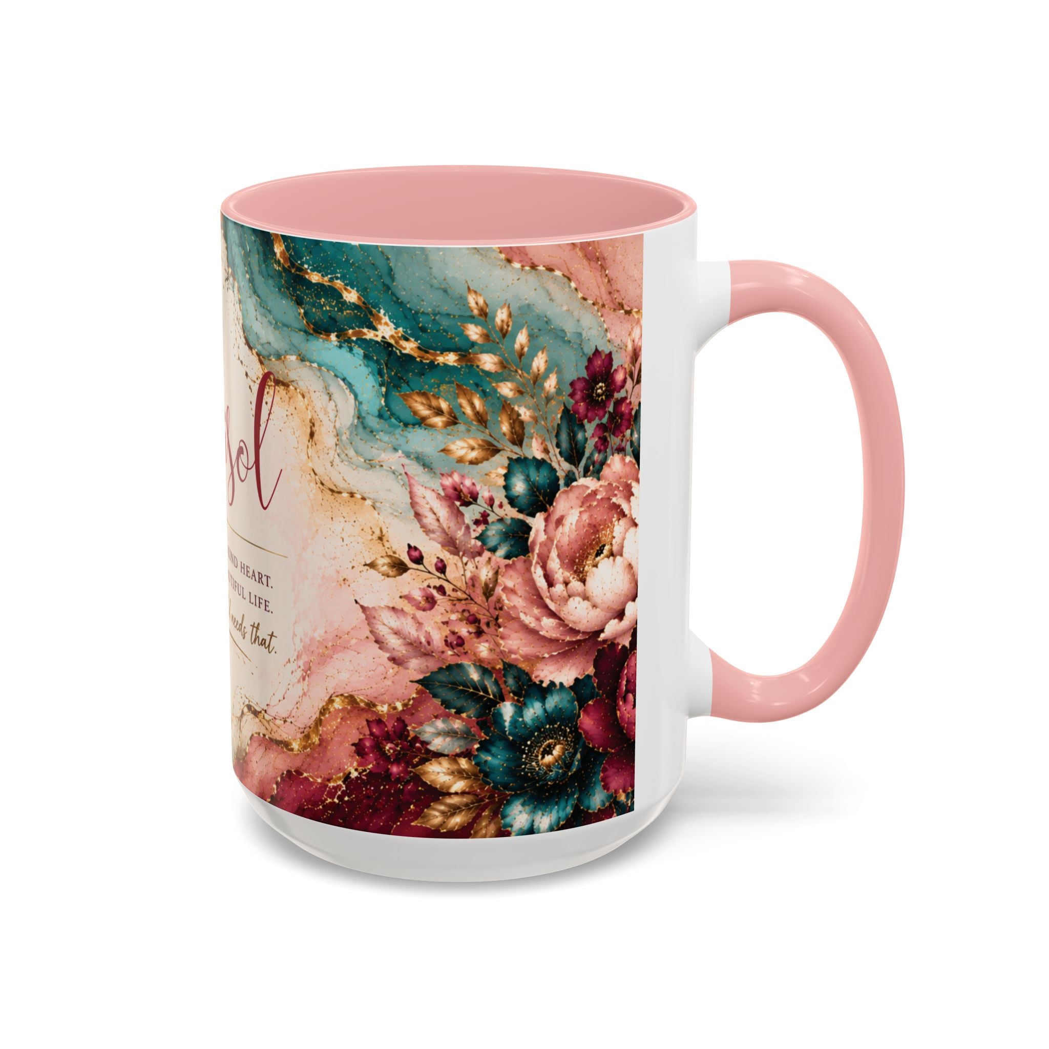 Personalized Name Mug for Women, Inspirational Color Handle Coffee Mug, 11 oz or 15 oz Gift for Her