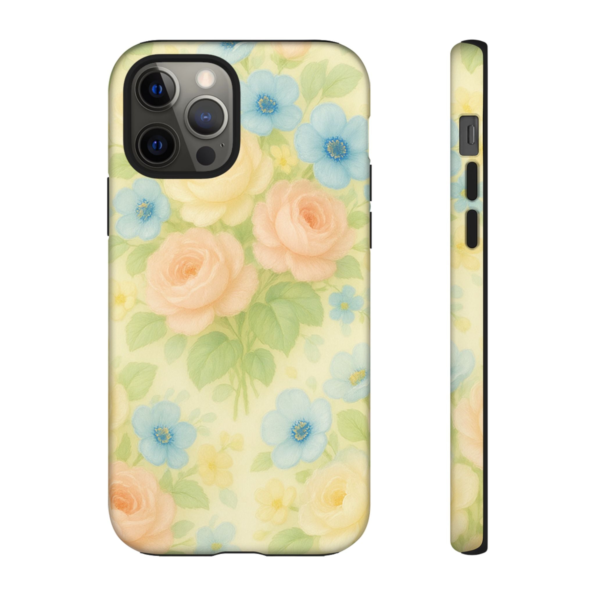Pastel Yellow Vintage Floral Phone Case  Romantic Cottagecore Aesthetic, Soft Botanical Design, Protective Gift for Her, Fits iPhone & Samsung Models