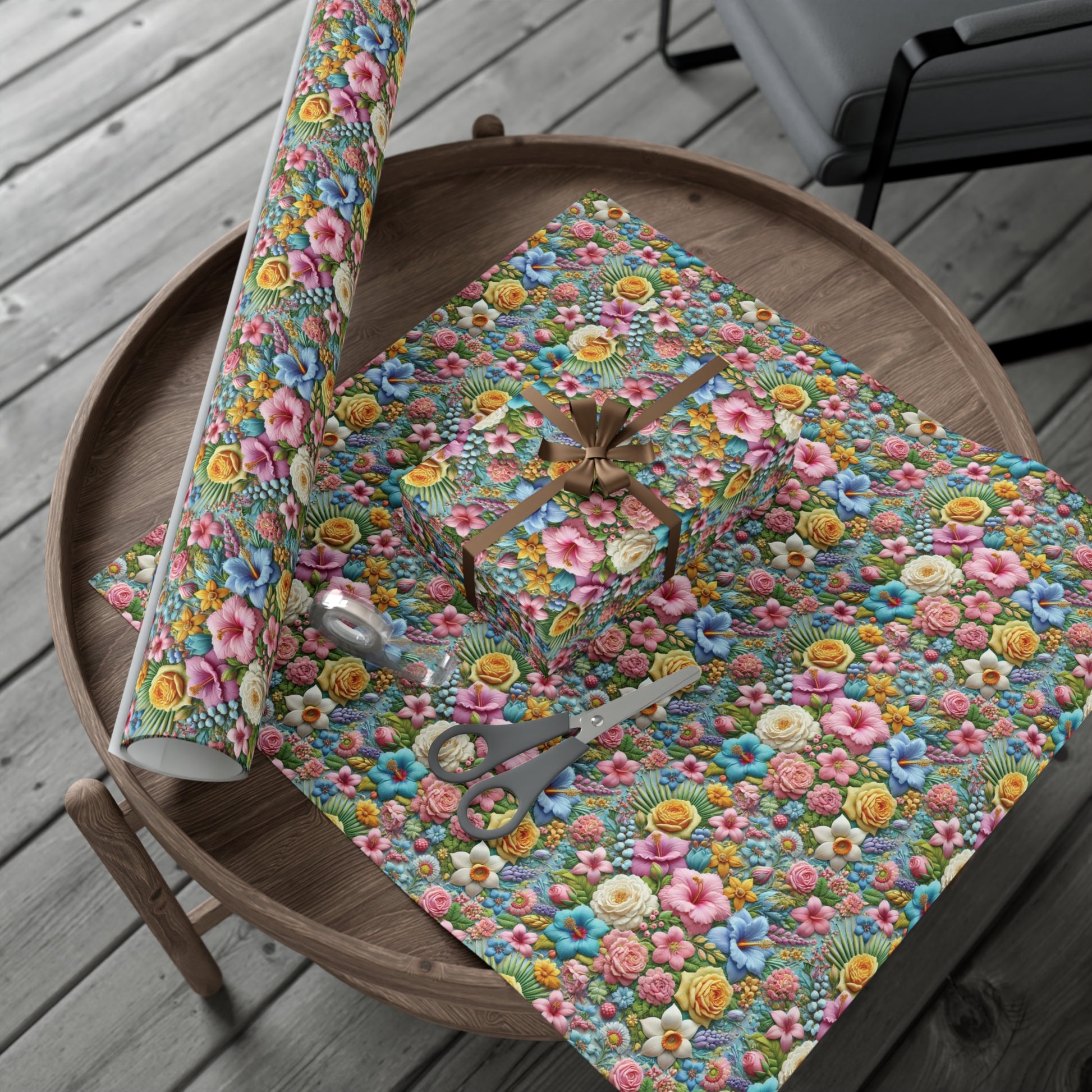 Gift Wrap Pastel Floral Wrapping Paper Elegant Flower Design, Premium Quality Gift Wrap for All Occasions, Beautiful Versatile for Birthdays, Weddings, and More Decor - MRSBYVALLE