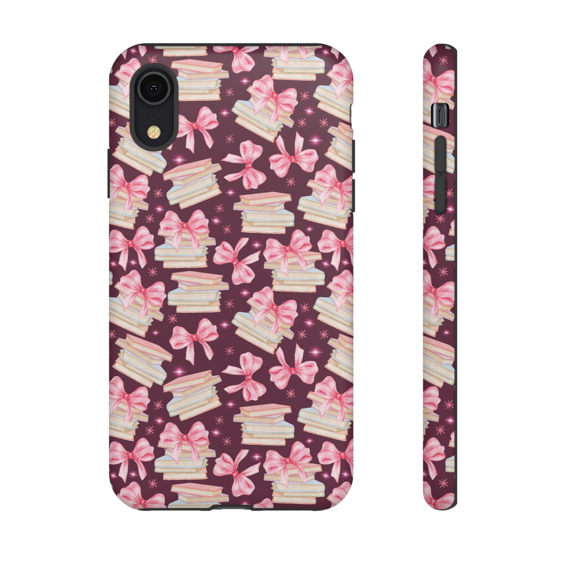 Coquette Pink Bows & Books Phone Case for iPhone 16 15 14 13 12  21 23 Samsung, and Pixel | Stylish Protective Cover Gift for Her Perfect for Floral Lover