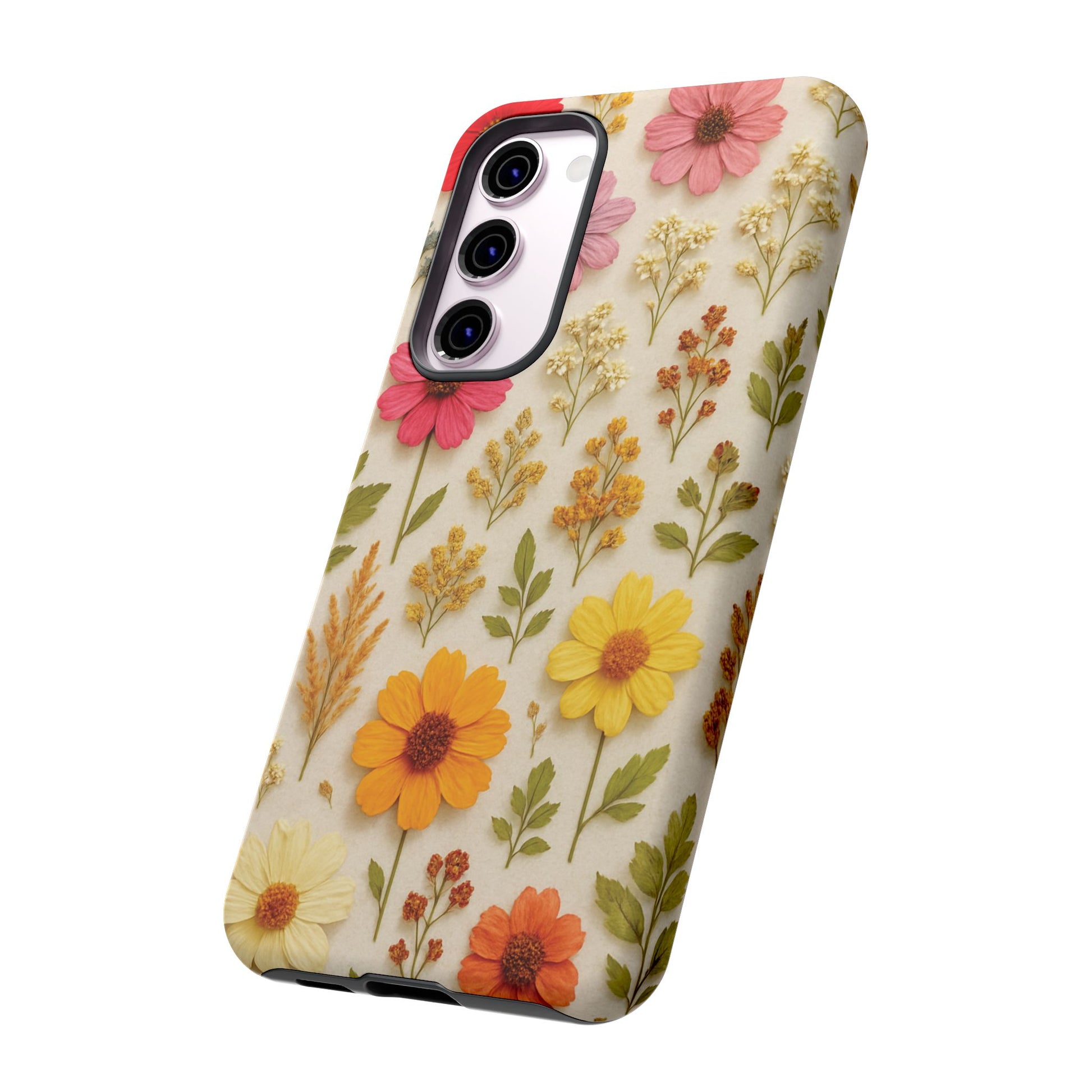 Dried Flowers Illusion Phone Case – Realistic Botanical Aesthetic, Colorful Pressed Floral Art, Trendy Nature-Inspired Protective Cover  iPhone & Samsung Models