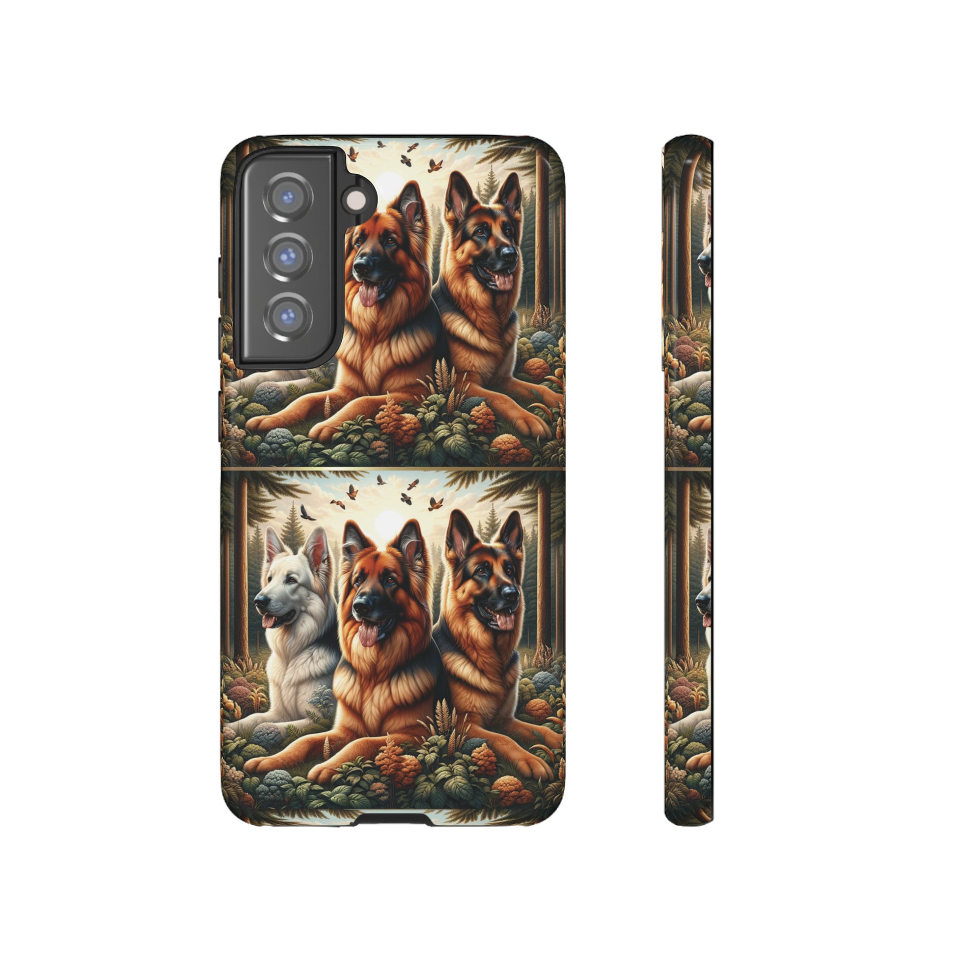 German Shepherd Phone Tough Case Floral Elegant Durable Dog Lover Devices iPhone 15, Samsung iPhone Samsung Accessory Gift for Her.