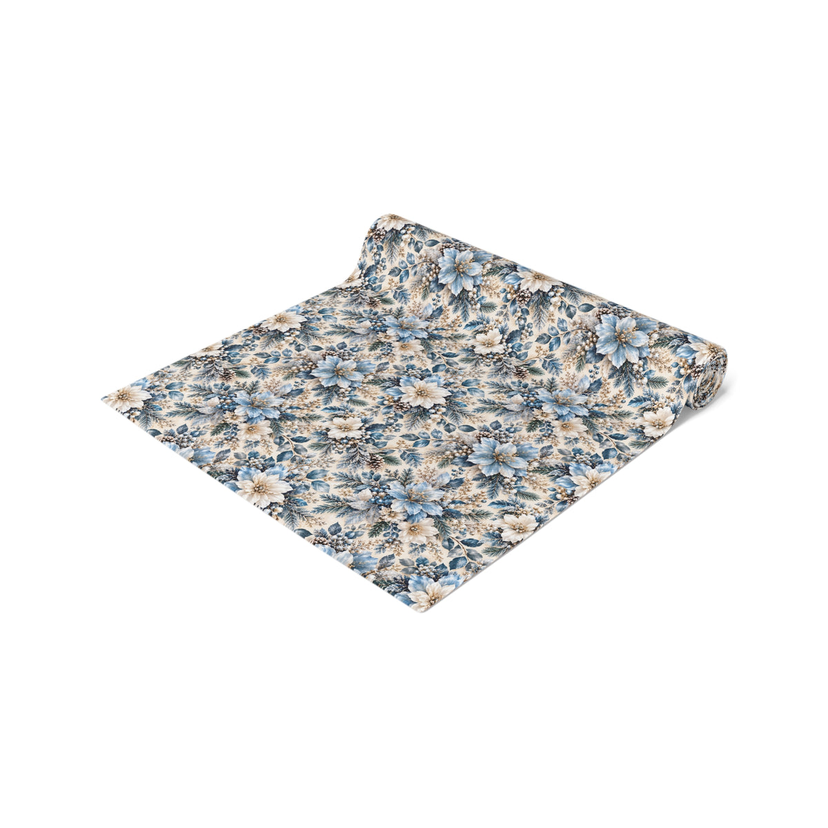 Icy Blue Floral Table Runner