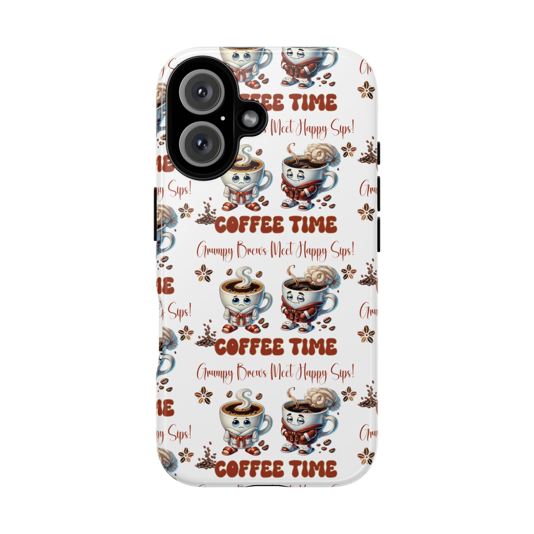 Grumpy Brews Meet Happy Sips Phone Case Compatible with iPhone, Samsung & Pixel | Fun, Durable Protection for Coffee Lovers | Unique Design, Shockproof & Scratch-Resistant Perfect for Coffee Lover - MRSBYVALLE