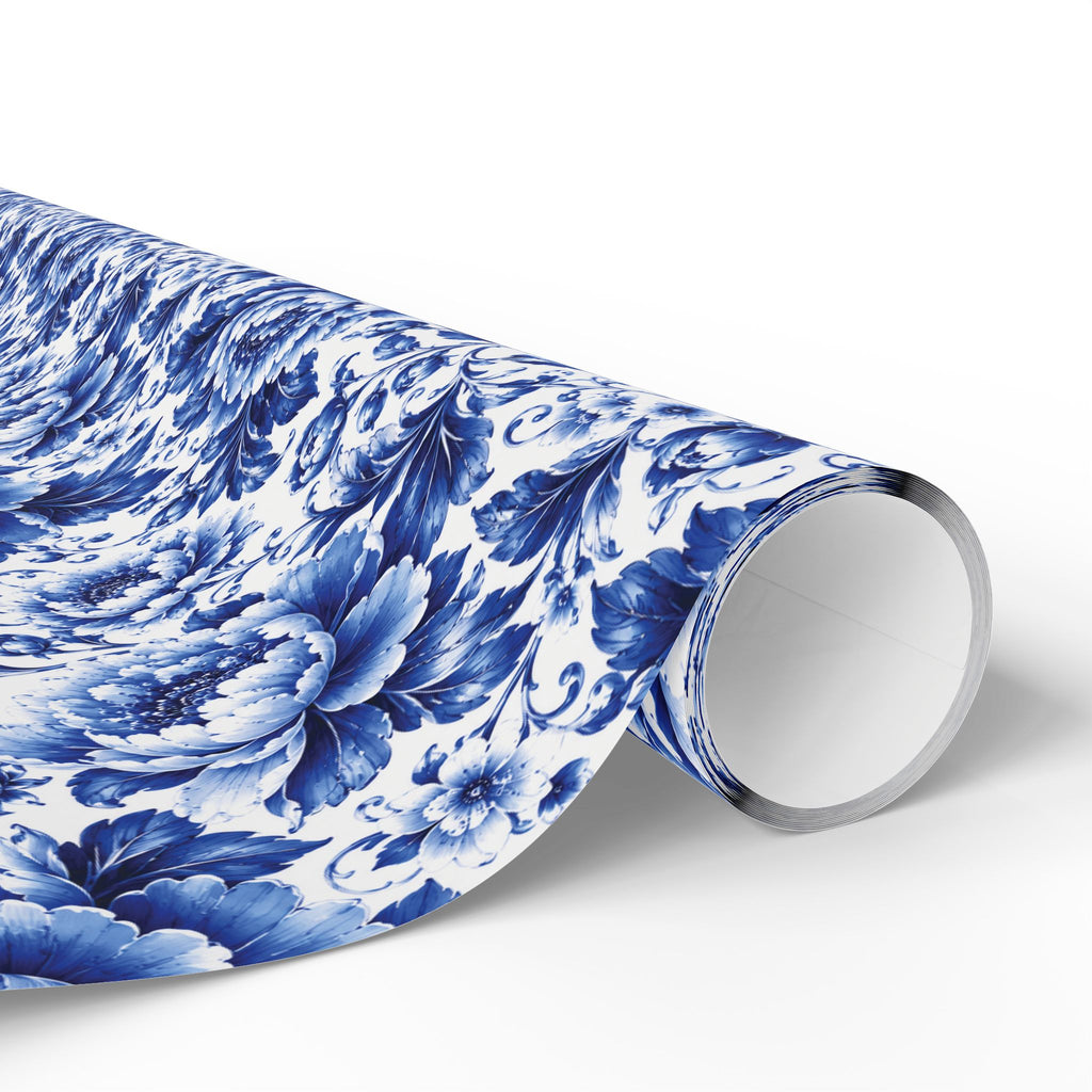 Blue & White Chinoiserie Peony Floral Luxury Gift Wrapping Paper Elegant Gift Wrap for Weddings & Holidays