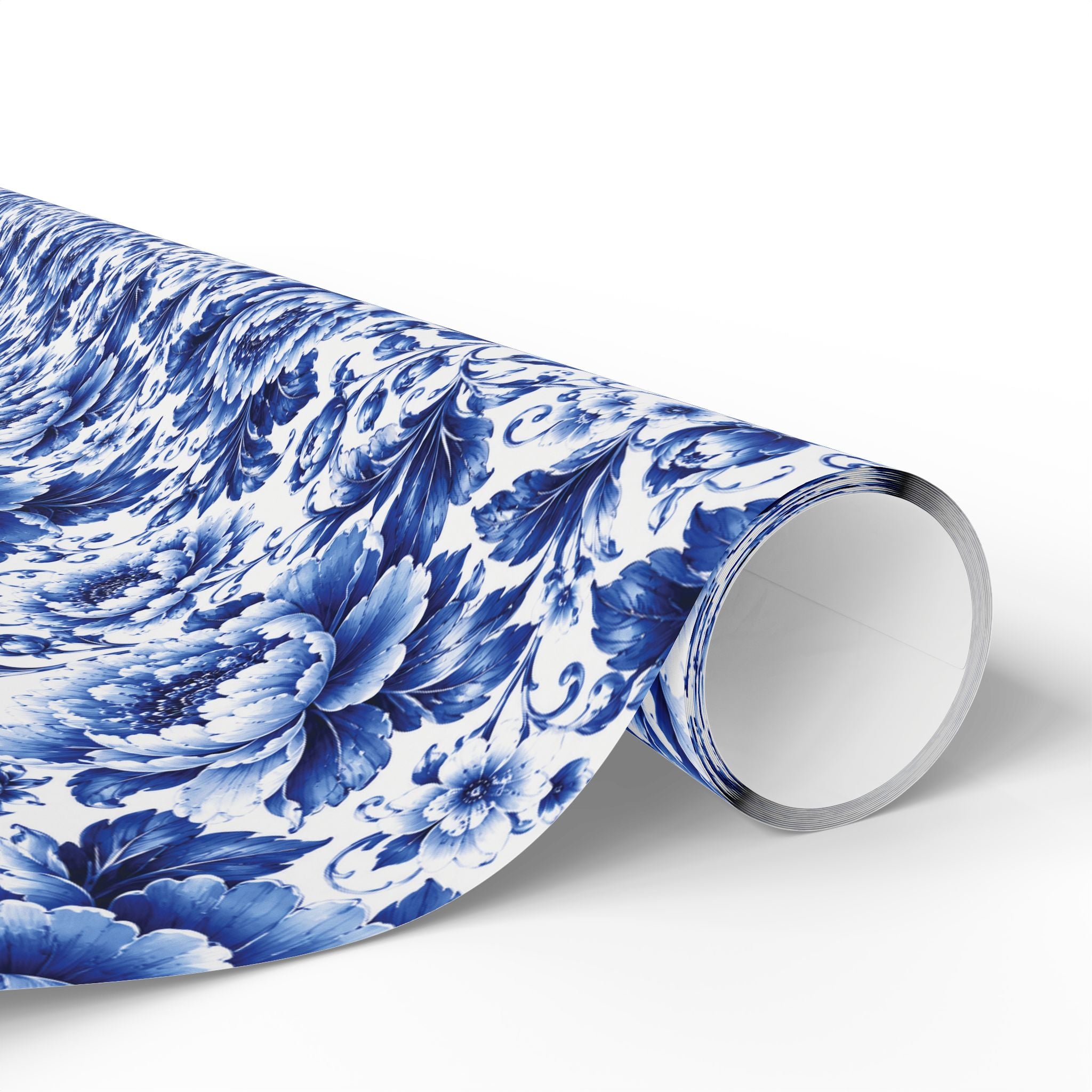 Blue & White Chinoiserie Peony Floral Luxury Gift Wrapping Paper Elegant Gift Wrap for Weddings & Holidays