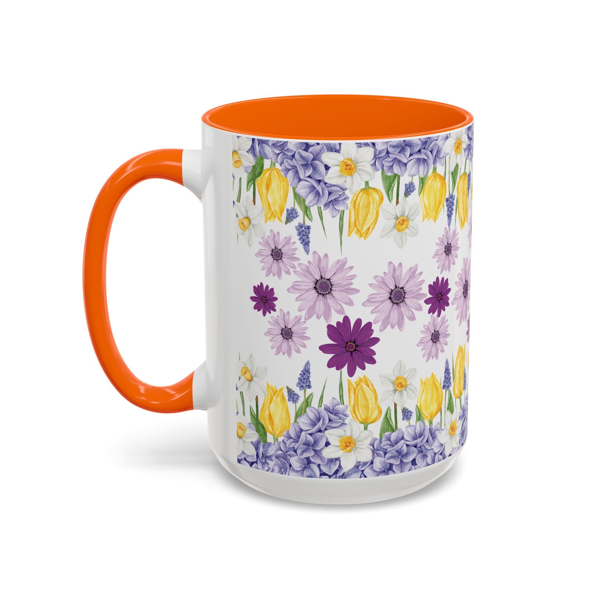 Botanical Floral Mug  Lavender & Yellow Flowers, Ceramic 11oz & 15oz Cup, Ideal Gift for Coffee Lovers, Mother's Day, or Cozy Spring Mornings