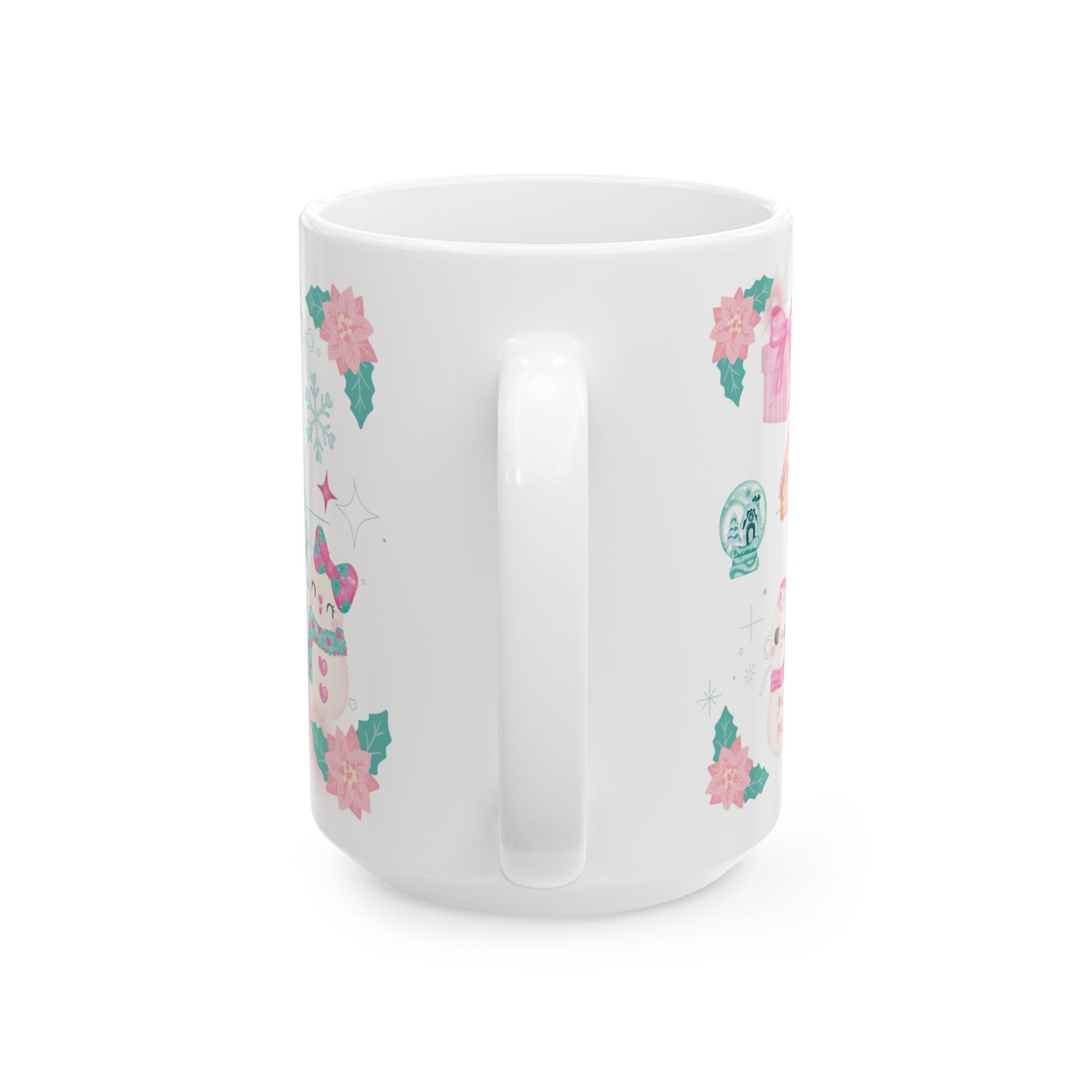 Glam Christmas Mug  Pink  Turquoise Holiday Coffee Cup, Festive Ceramic Mug in 11oz  15oz, Chic Gift for Hot Cocoa or Morning Lattes Mom