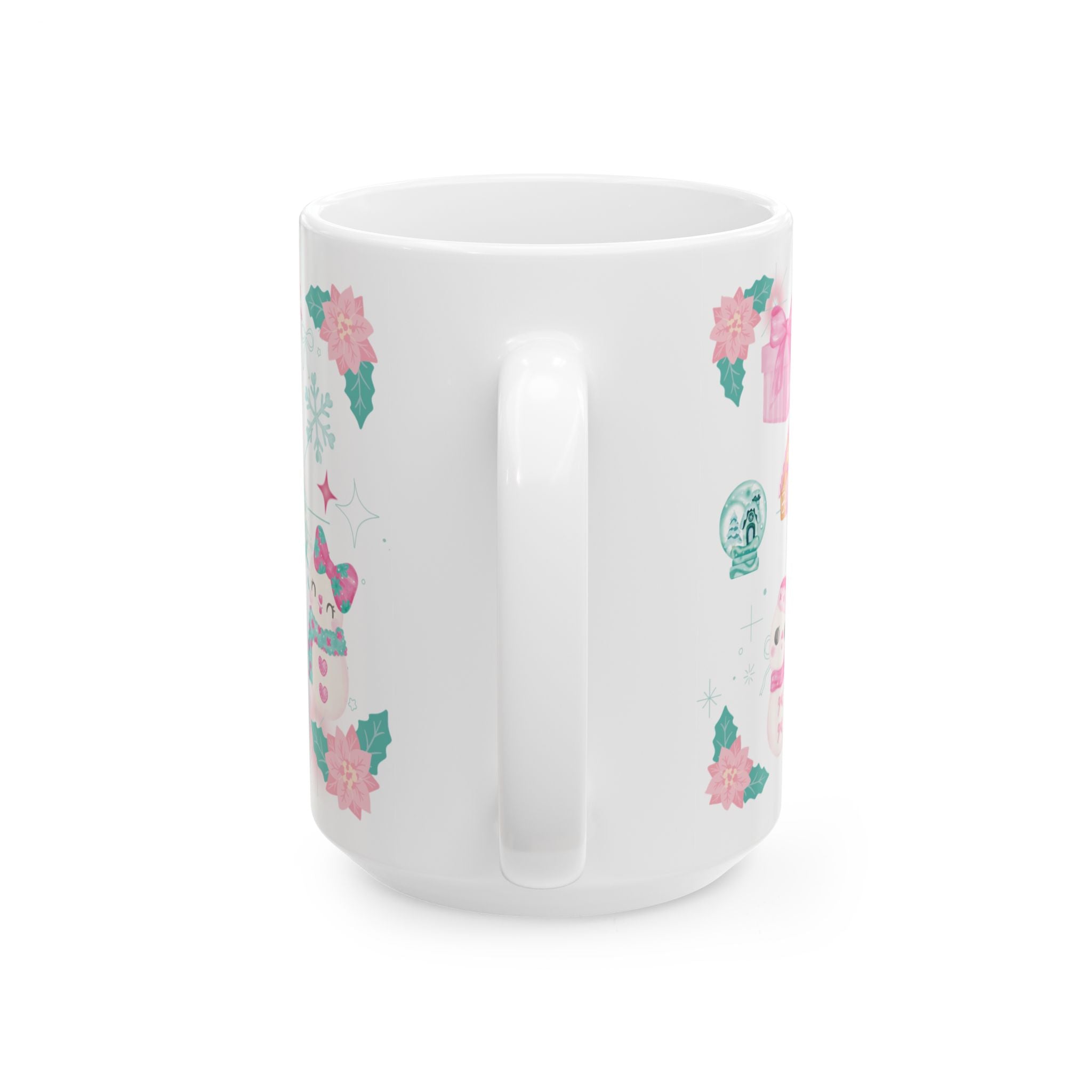 Glam Christmas Mug  Pink  Turquoise Holiday Coffee Cup, Festive Ceramic Mug in 11oz  15oz, Chic Gift for Hot Cocoa or Morning Lattes Mom