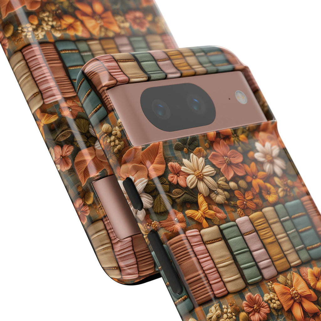 3D Illusion Boho Floral and Books Phone Case Gift for Her Phone 15, Samsung iPhone Samsung Gift for Her Case iPhone 15, Samsung iPhone Samsung Accessory Gift for Her