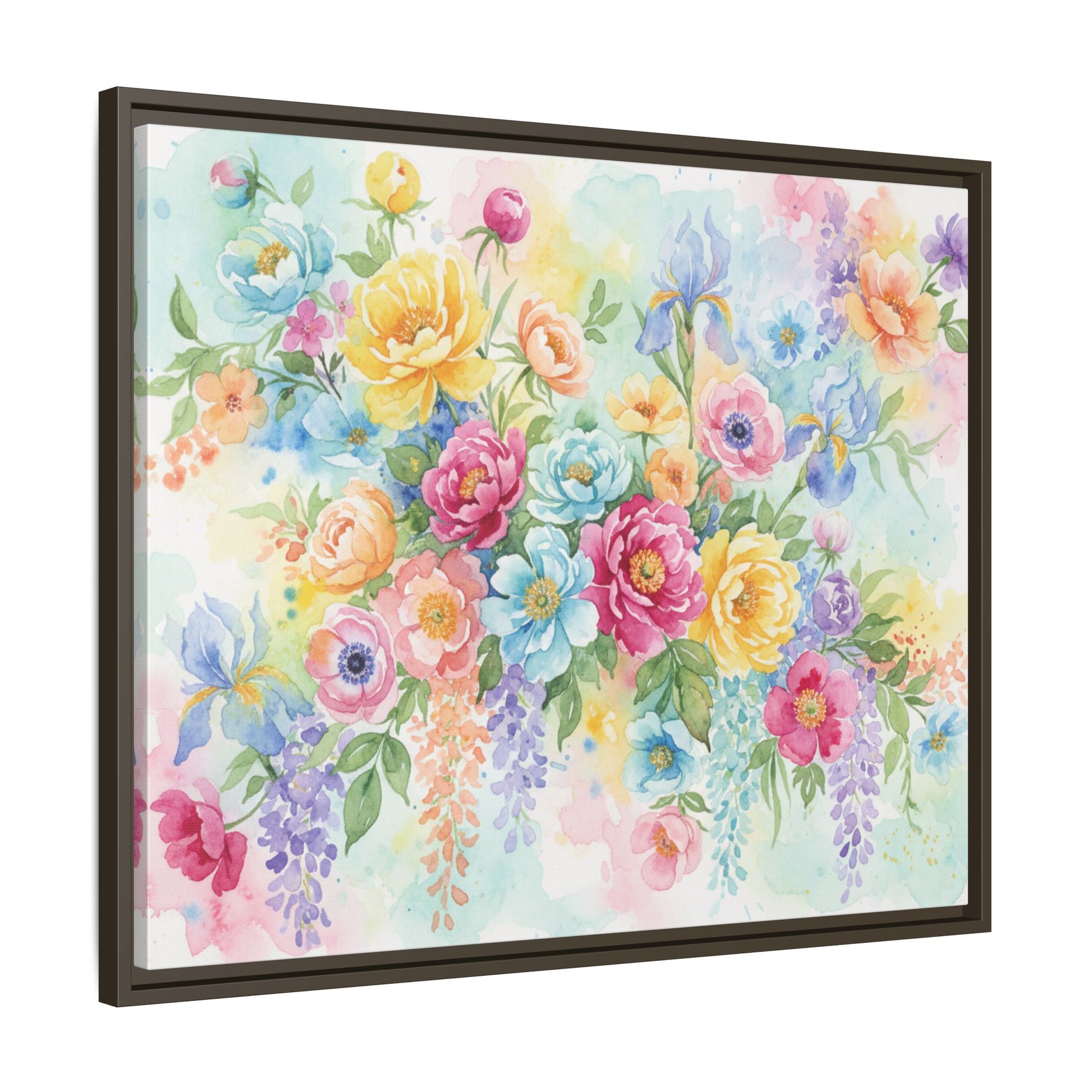 Watercolor Floral Bouquet Canvas, Framed Matte Wall Art | Multi-Color Wall Art