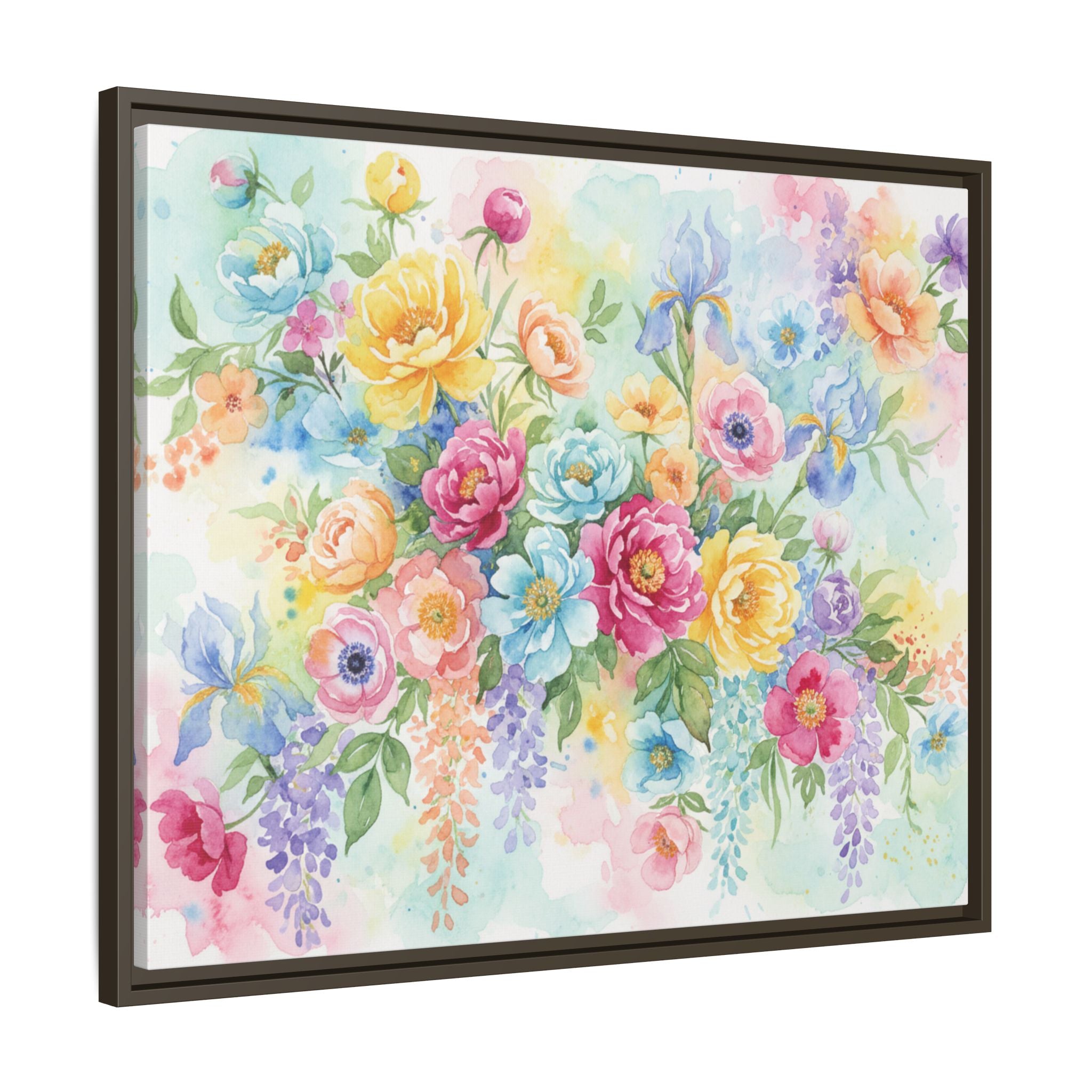 Toile Bouquet Floral Aquarelle, Art Mural Mat Encadré | Art Mural Multicolore