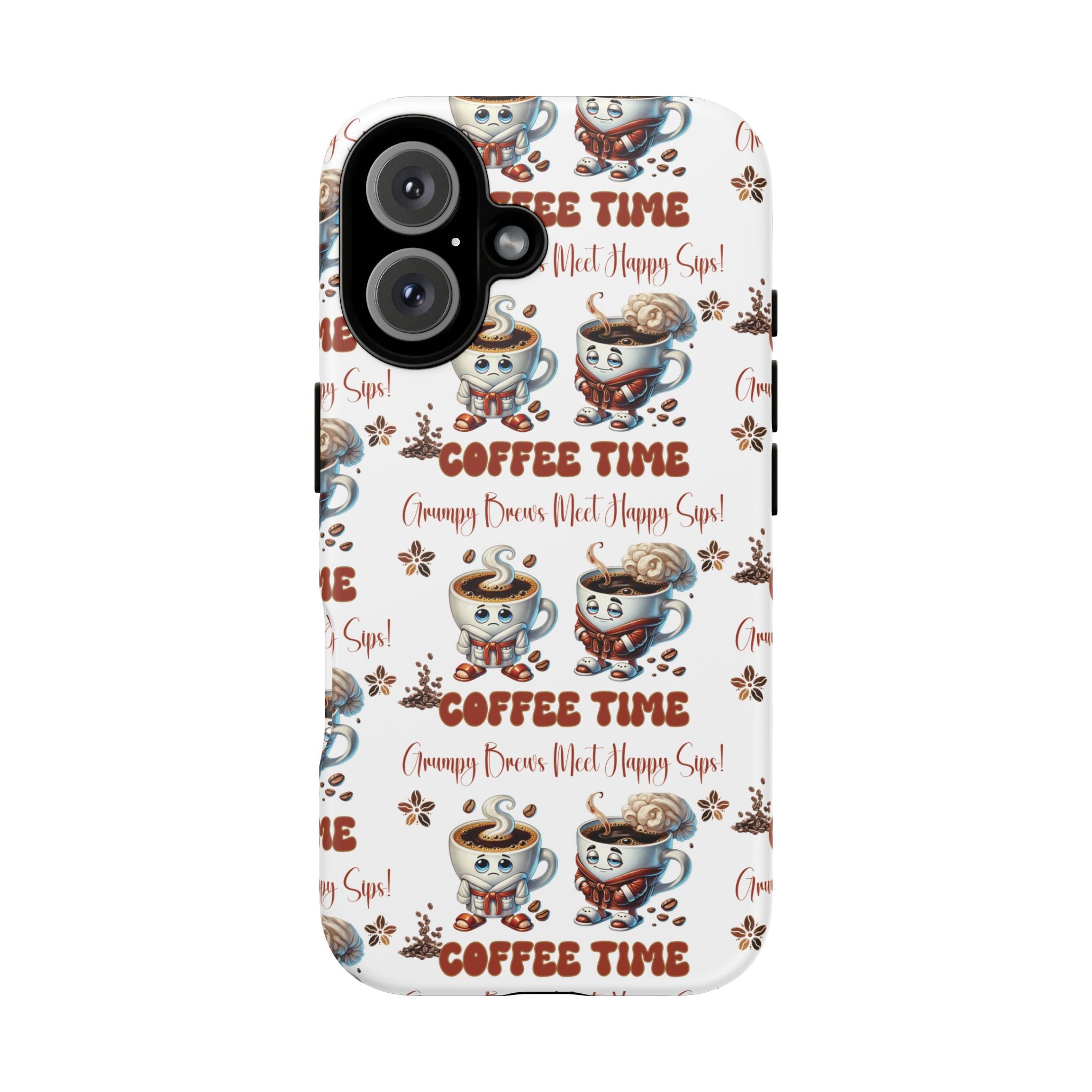 Grumpy Brews Meet Happy Sips Phone Case Compatible with iPhone, Samsung & Pixel | Fun, Durable Protection for Coffee Lovers | Unique Design, Shockproof & Scratch-Resistant Perfect for Coffee Lover - MRSBYVALLE