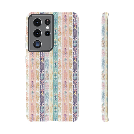 Boho Pastel Feathers Modern Watercolor Abstract Phone Case Compatible with iPhone, Samsung & More - Stylish, Durable Protection with Vibrant Artistic Design Perfect Gift for Her