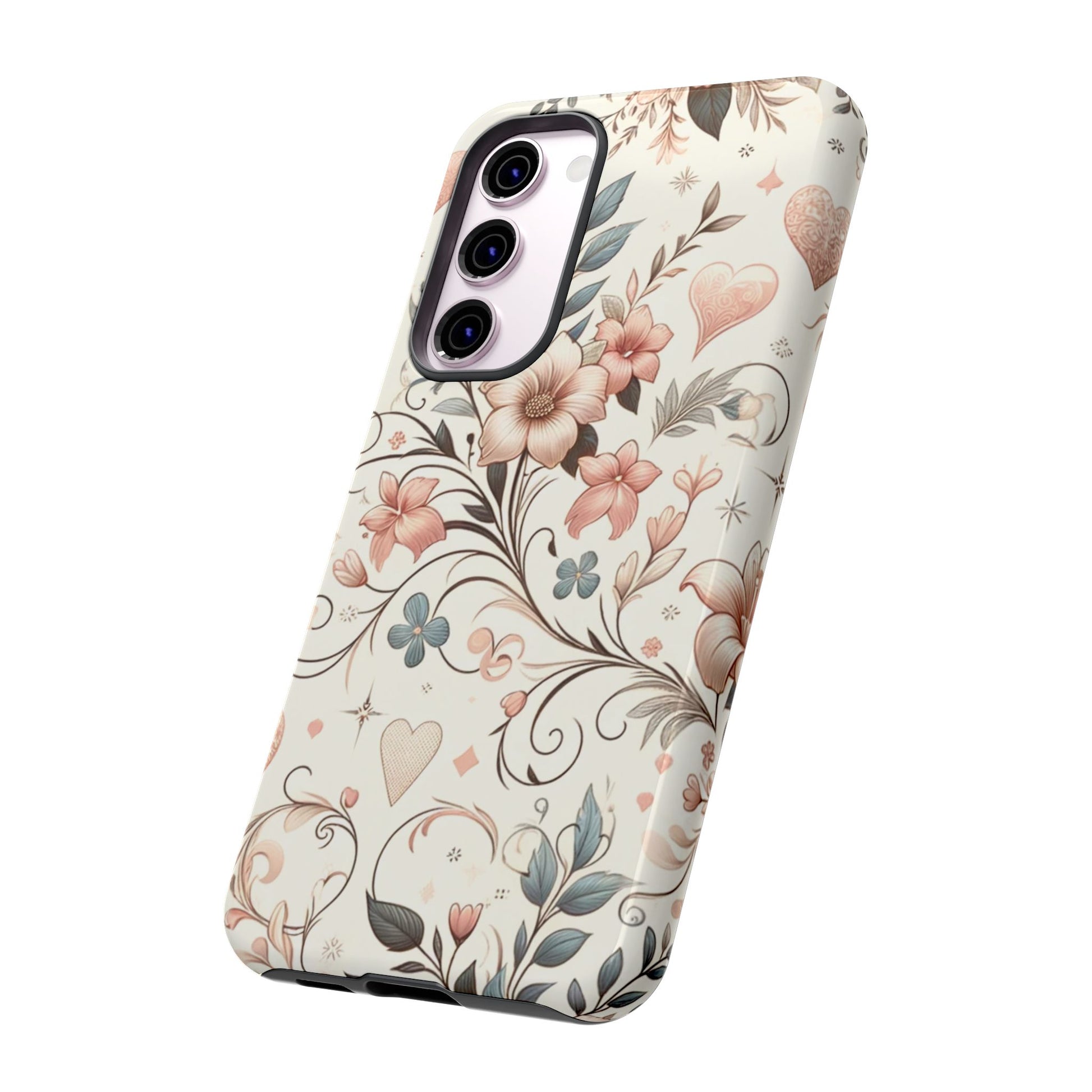 Floral Design Luxury Phone Tough Case Floral Elegant Durable Stylish for Modern Devices iPhone 17, 16 15, Samsung iPhone Samsung Accessory Gift for Her