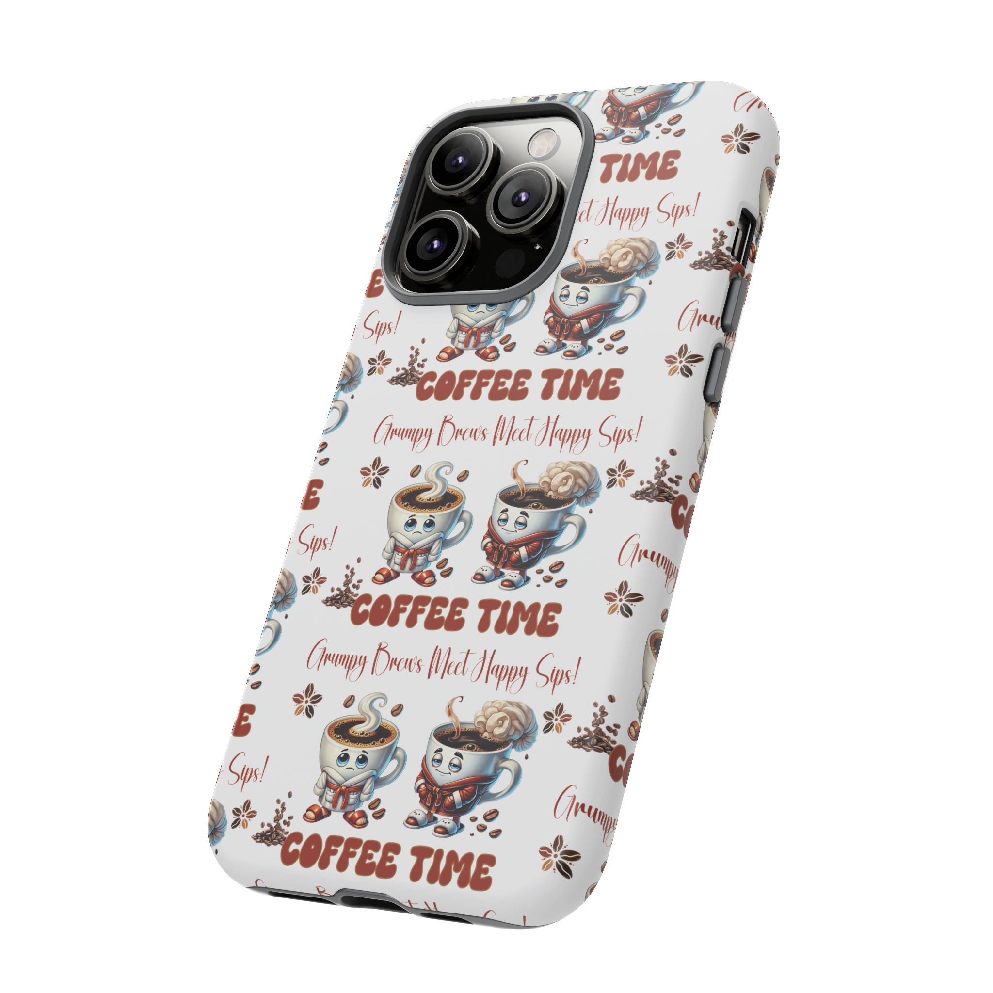 Grumpy Brews Meet Happy Sips Phone Case Compatible with iPhone, Samsung & Pixel | Fun, Durable Protection for Coffee Lovers | Unique Design, Shockproof & Scratch-Resistant Perfect for Coffee Lover - MRSBYVALLE