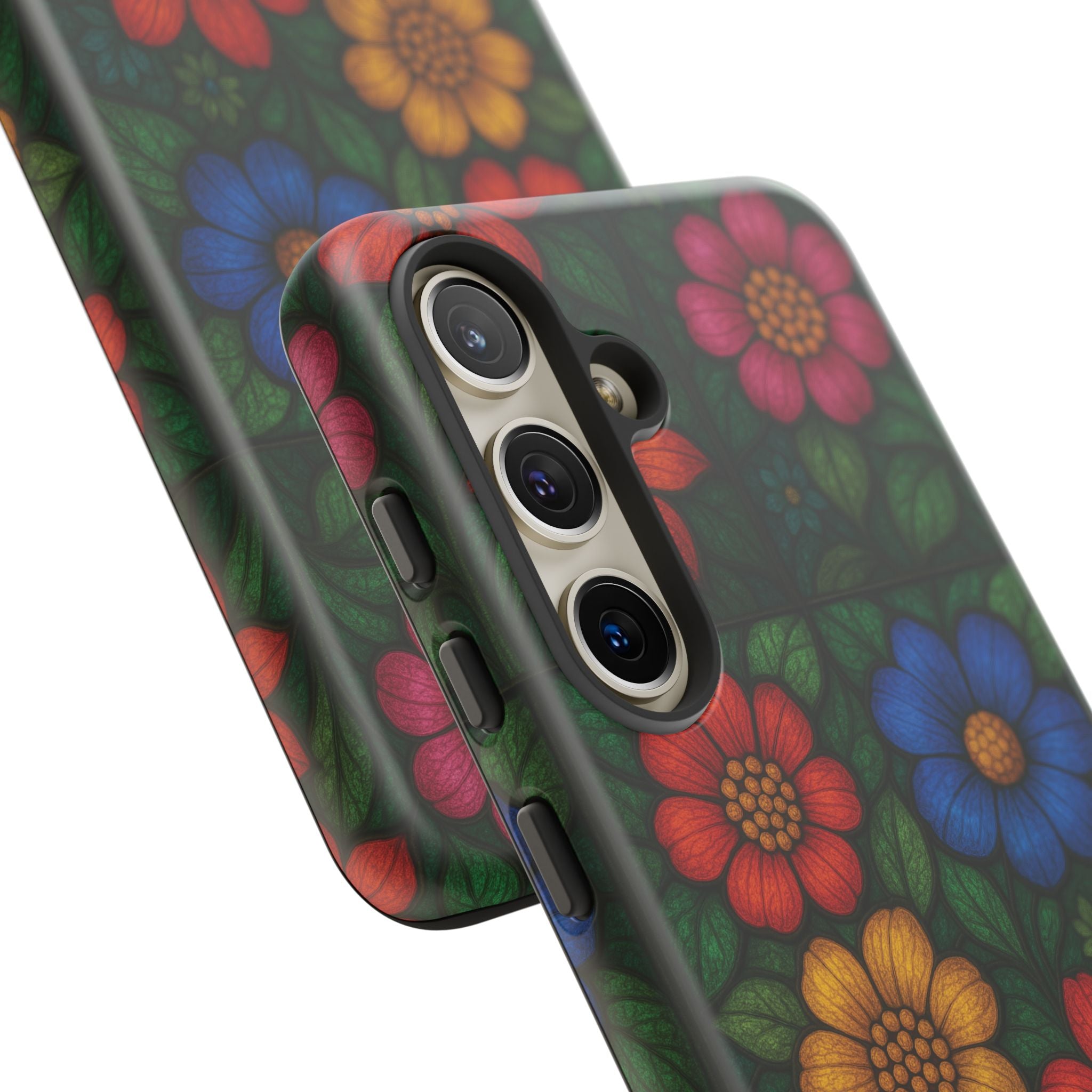Coque de téléphone effet vitrail floral lumineux Art abstrait coloré, Étui de protection esthétique pour iPhone, Samsung et Google, Idée cadeau unique pour maman