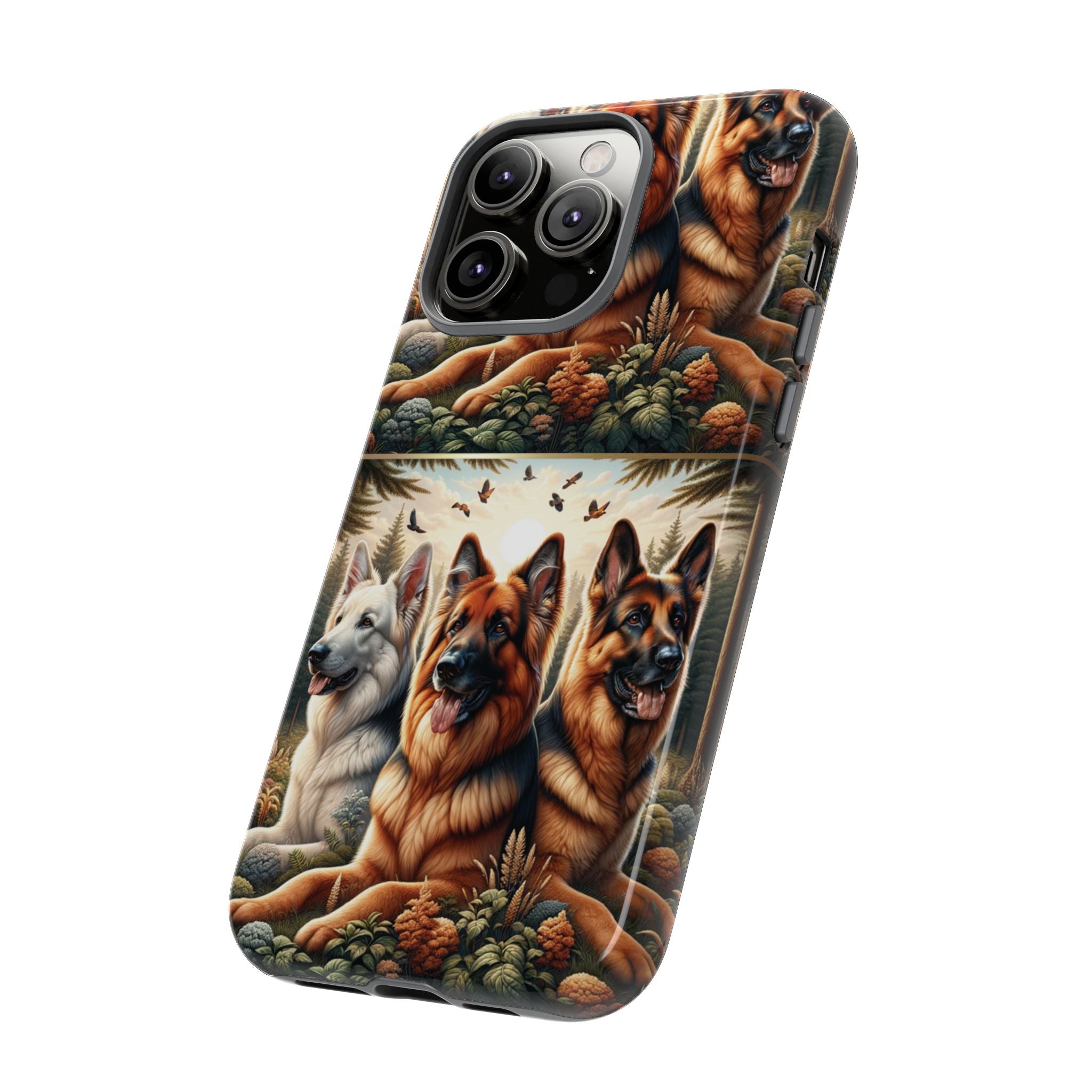German Shepherd Phone Tough Case Floral Elegant Durable Dog Lover Devices iPhone 15, Samsung iPhone Samsung Accessory Gift for Her