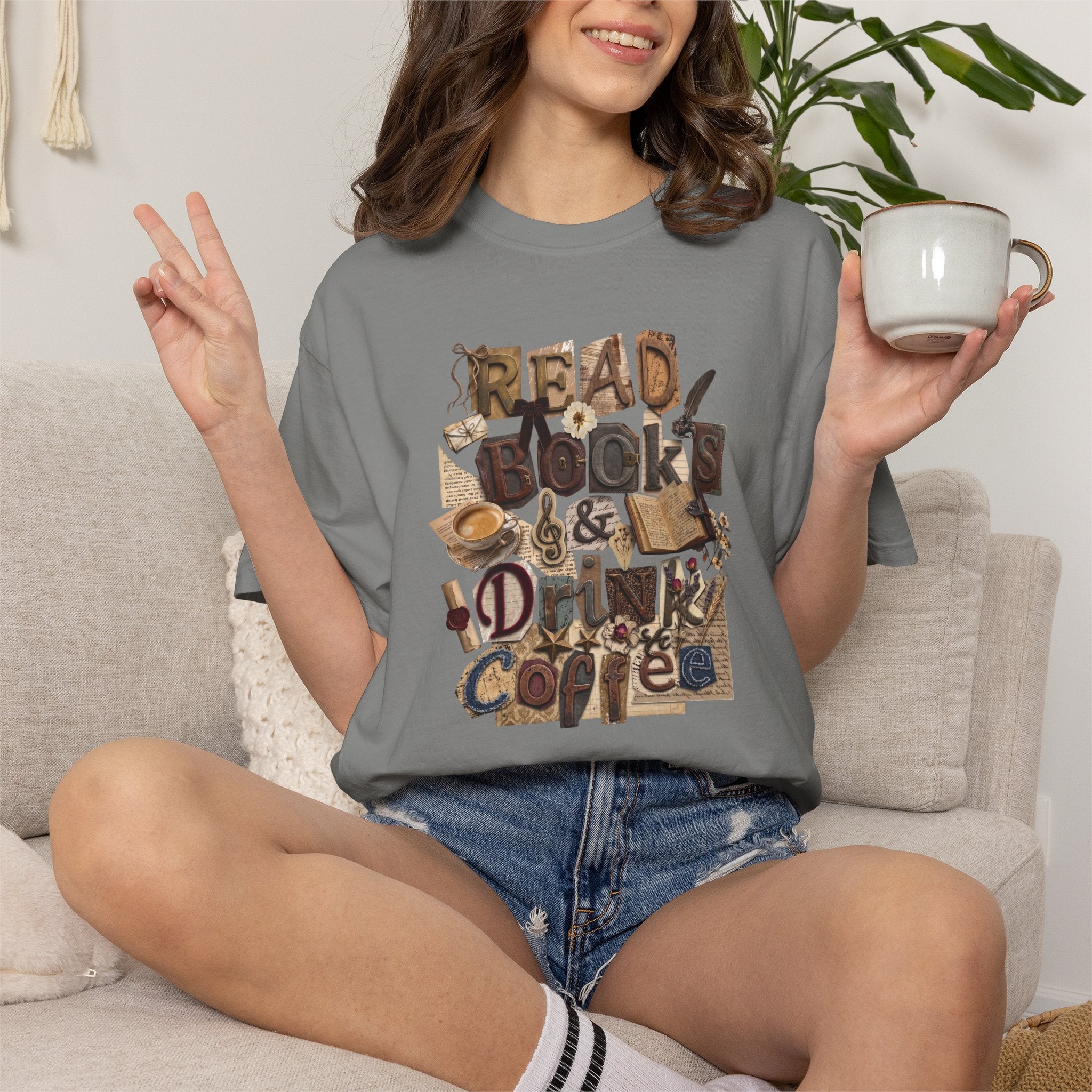 Read Books Drink Coffee T-Shirt | Book Lover Shirt | Coffee Lover Gift | Reader Tee | Bibliophile Shirt | Cozy Reading Aesthetic