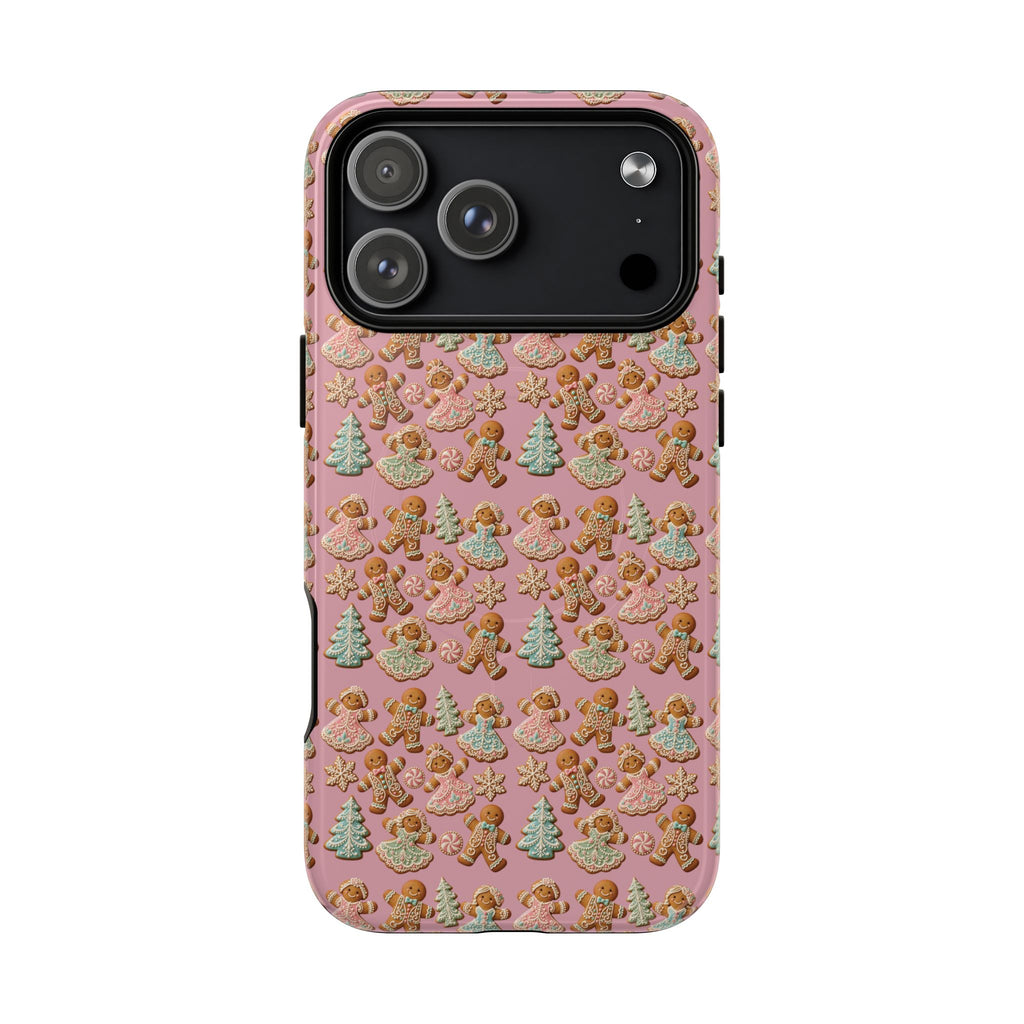 Phone Case — Pink Gingerbread Cookies Pattern Tough Magnetic Case