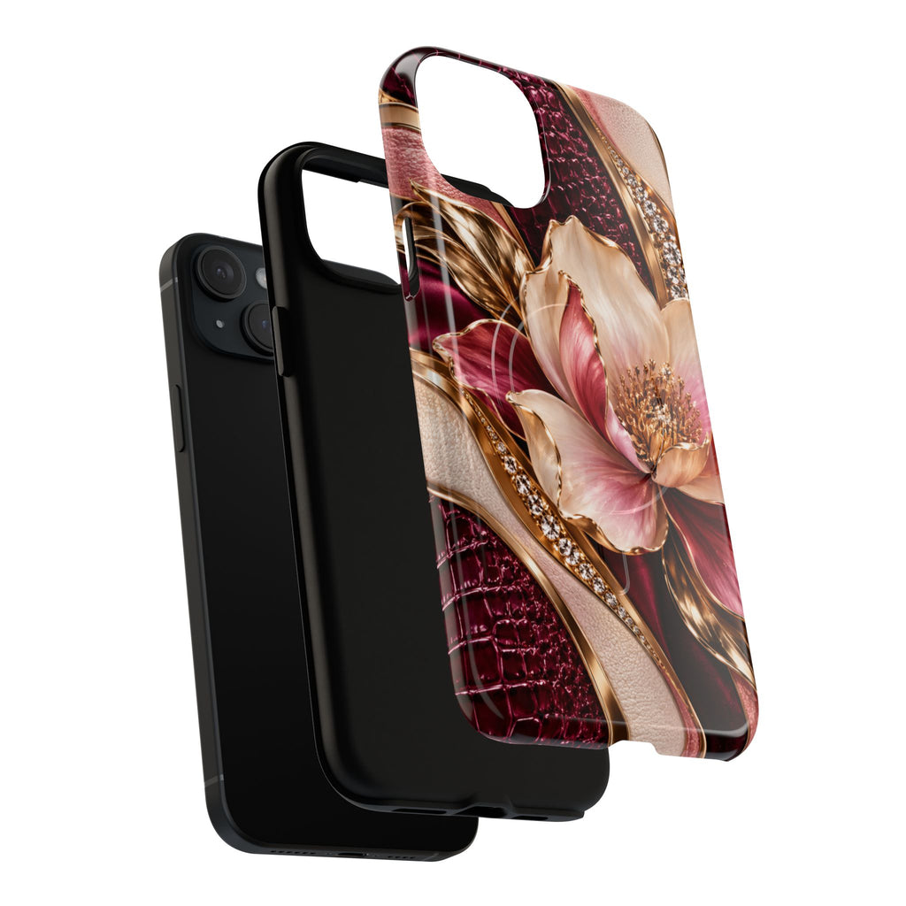 Magnetic Tough Phone Case — Vintage Rose Floral Armor