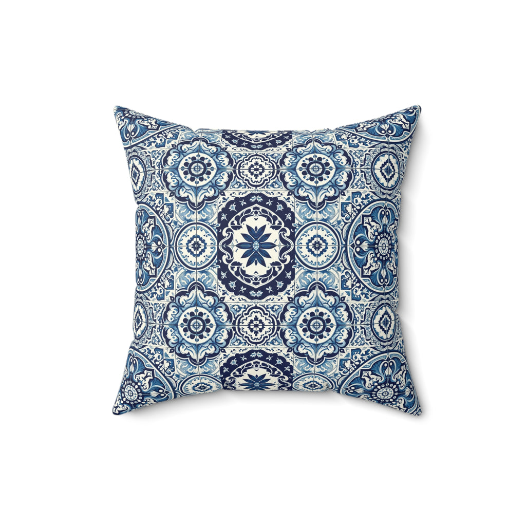 Blue Tile Design Elegance Decorative Pillow Touch of Beauty to Your Decor Living Room Comfort for Bedroom or Housewarming Gift New House, Bridal Shower Gift - MRSBYVALLE
