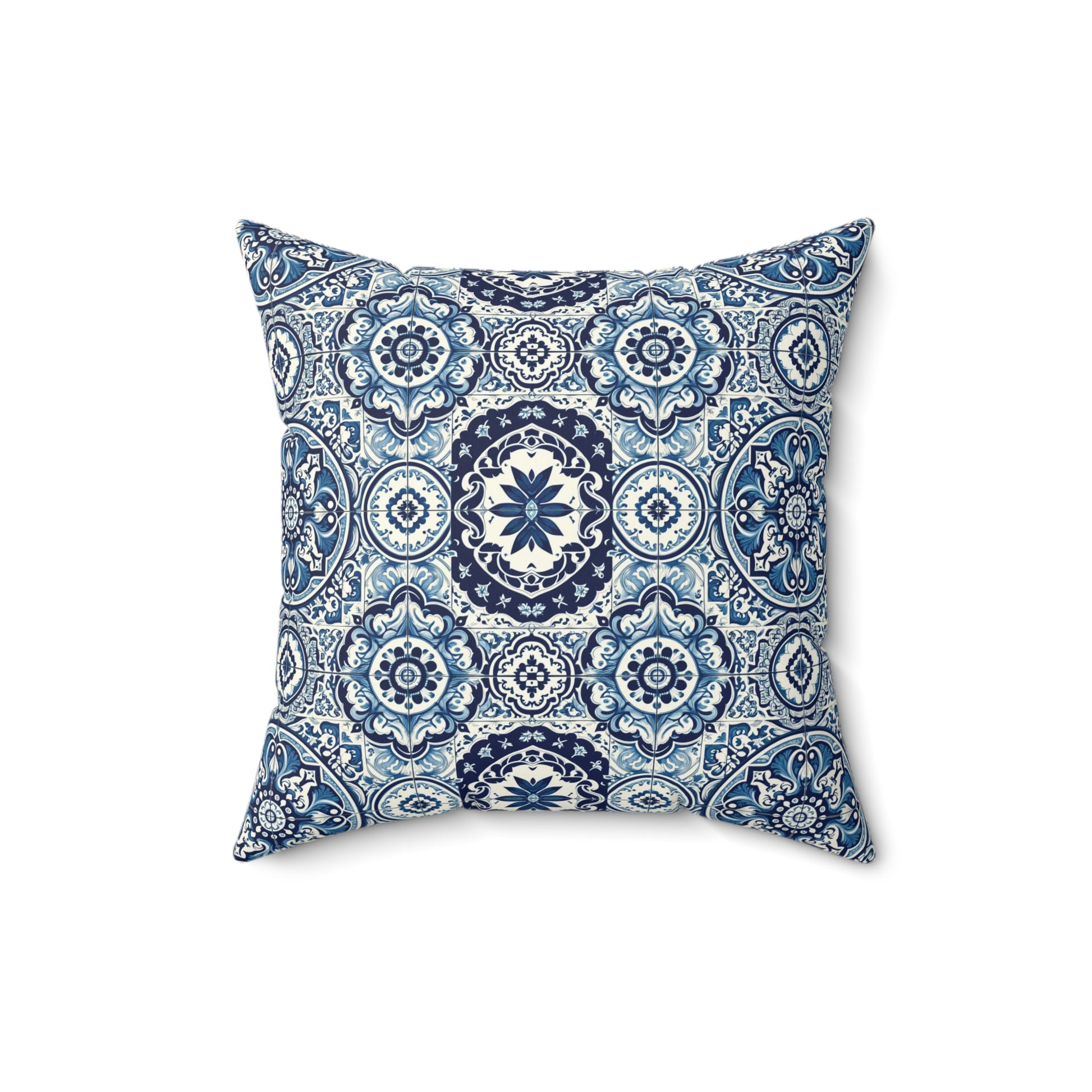 Blue Tile Design Elegance Decorative Pillow Touch of Beauty to Your Decor Living Room Comfort for Bedroom or Housewarming Gift New House, Bridal Shower Gift - MRSBYVALLE