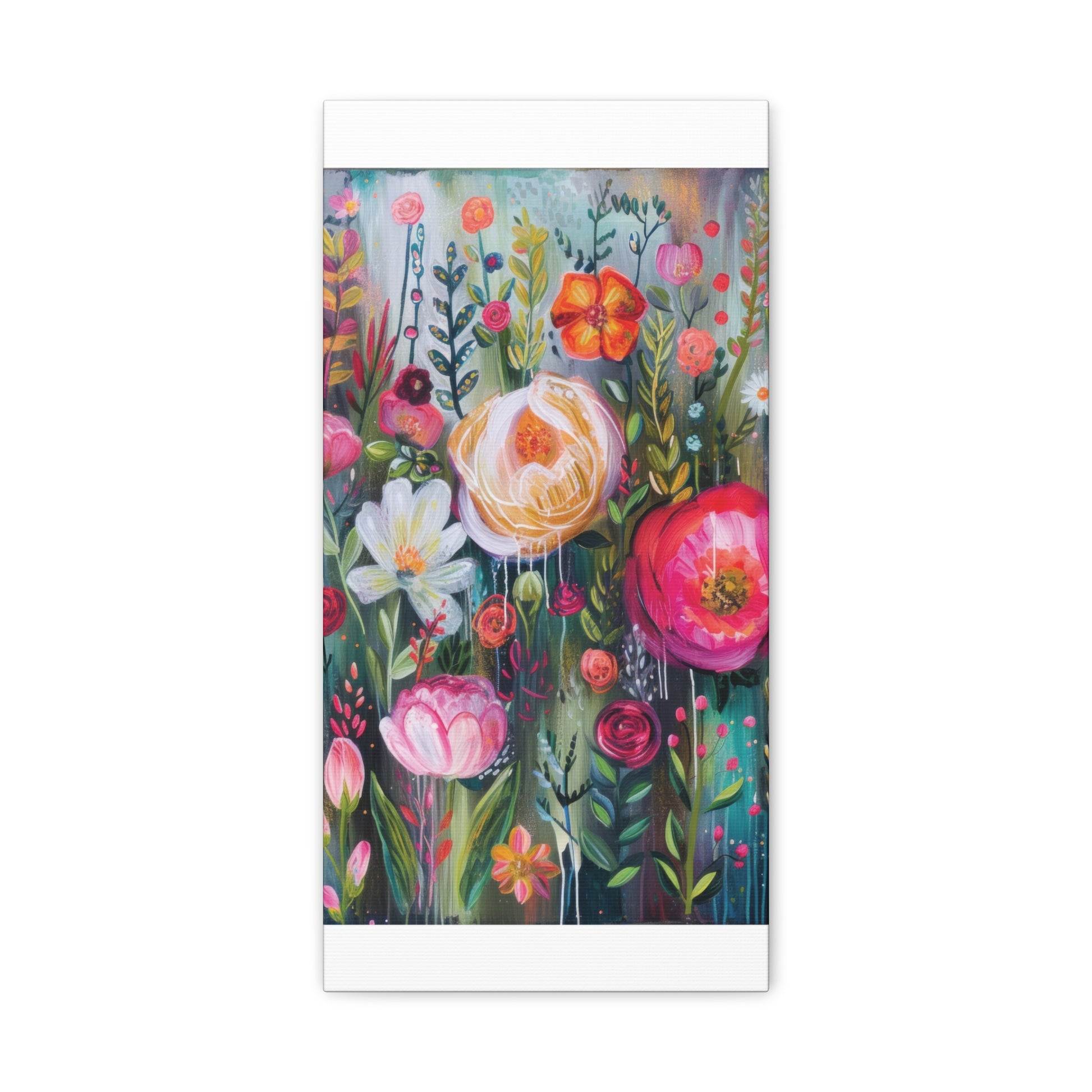 Watercolor Boho Floral Wall Art Matte Canvas Stretched, Vibrant Botanical Design, Perfect for Living Room, Bedroom, or Office Decor, Adds a Stylish Touch to Any Space - MRSBYVALLE