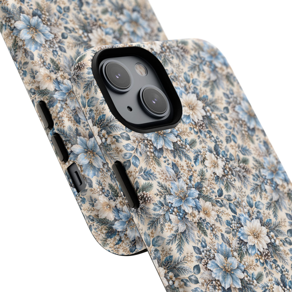 Icy Blue Floral MagSafe Tough Phone Case