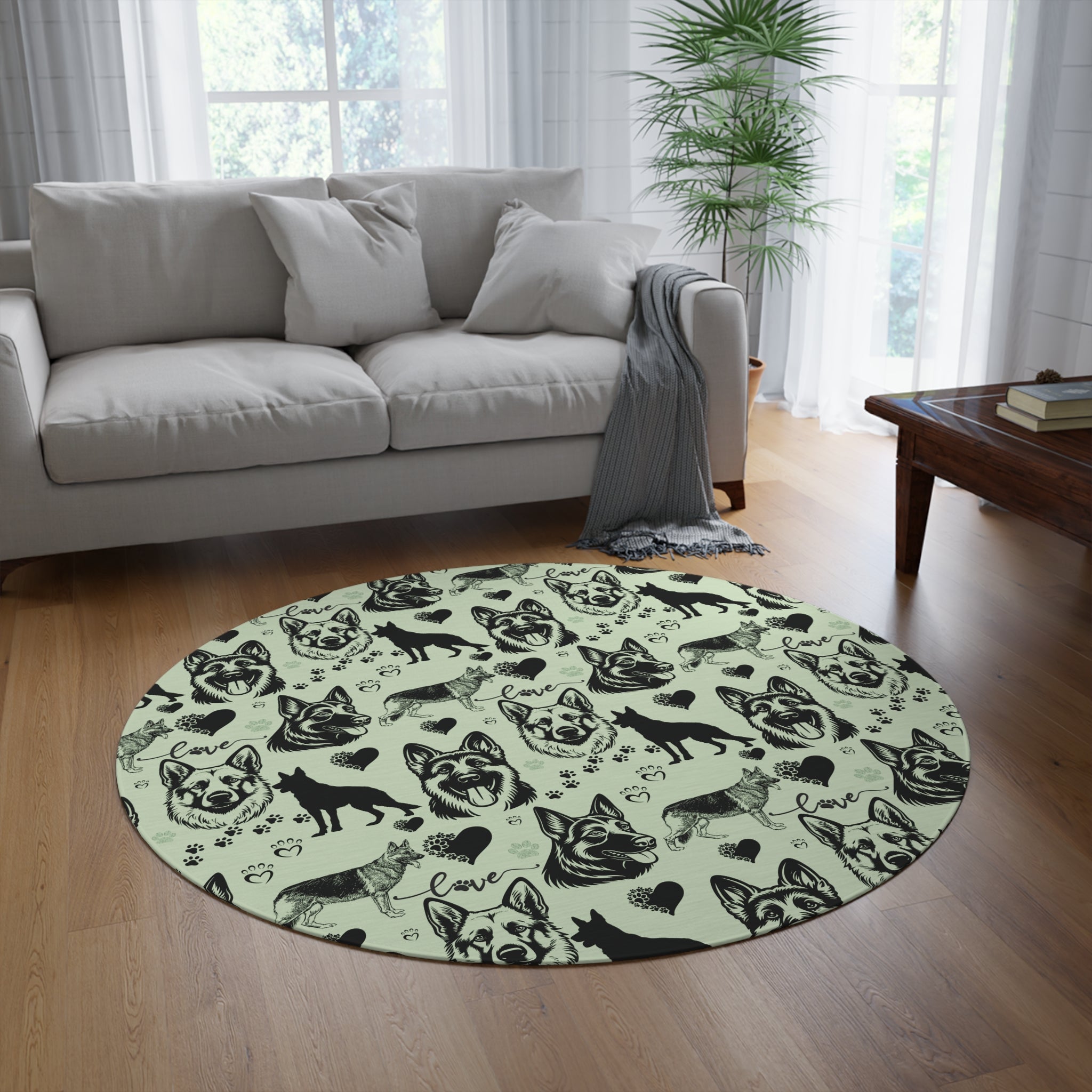 German Shepherd Round Rug — Decorative Dog Lover Floor Mat