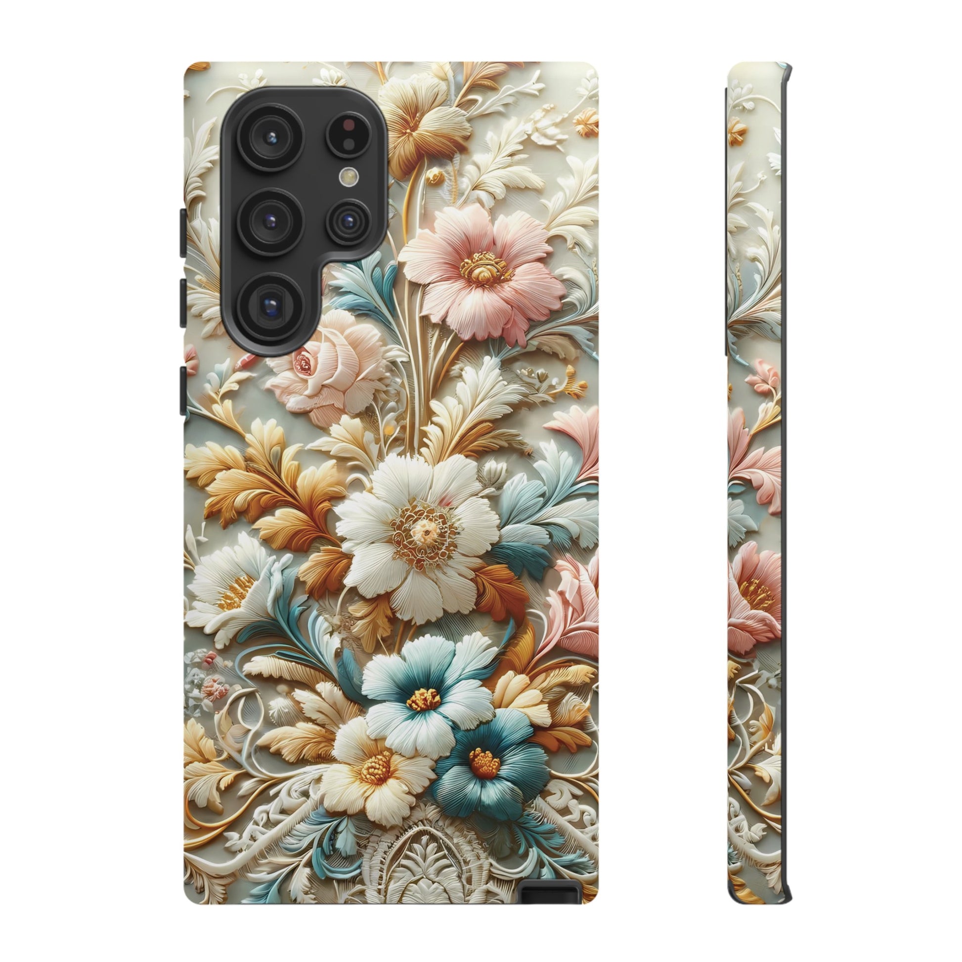 3D Elegant Faux Flowers Phone Case Stylish & Durable for iPhone Samsung Gift iPhone 15, 14, 13 Samsung Pixel Gift for Mom Accessory Gift for Her