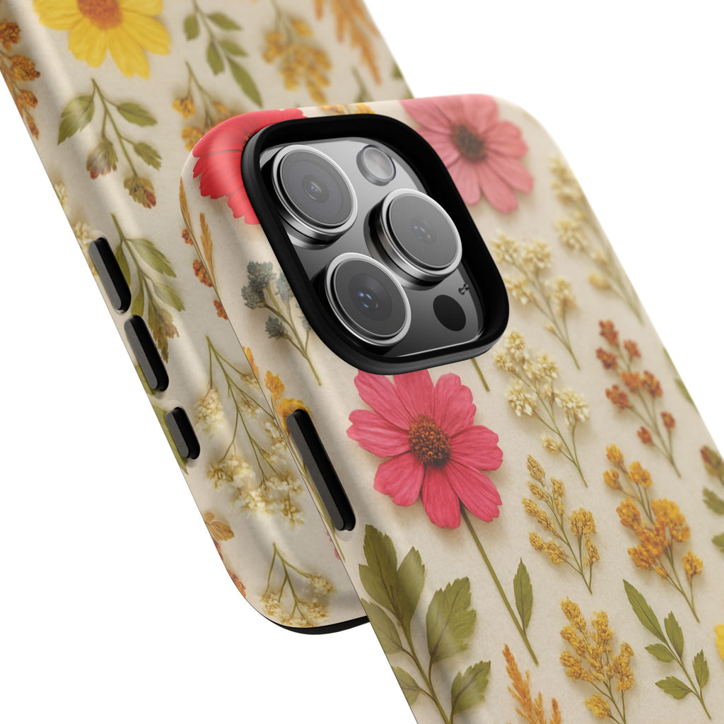 Dried Flowers Illusion Phone Case – Realistic Botanical Aesthetic, Colorful Pressed Floral Art, Trendy Nature-Inspired Protective Cover  iPhone & Samsung Models