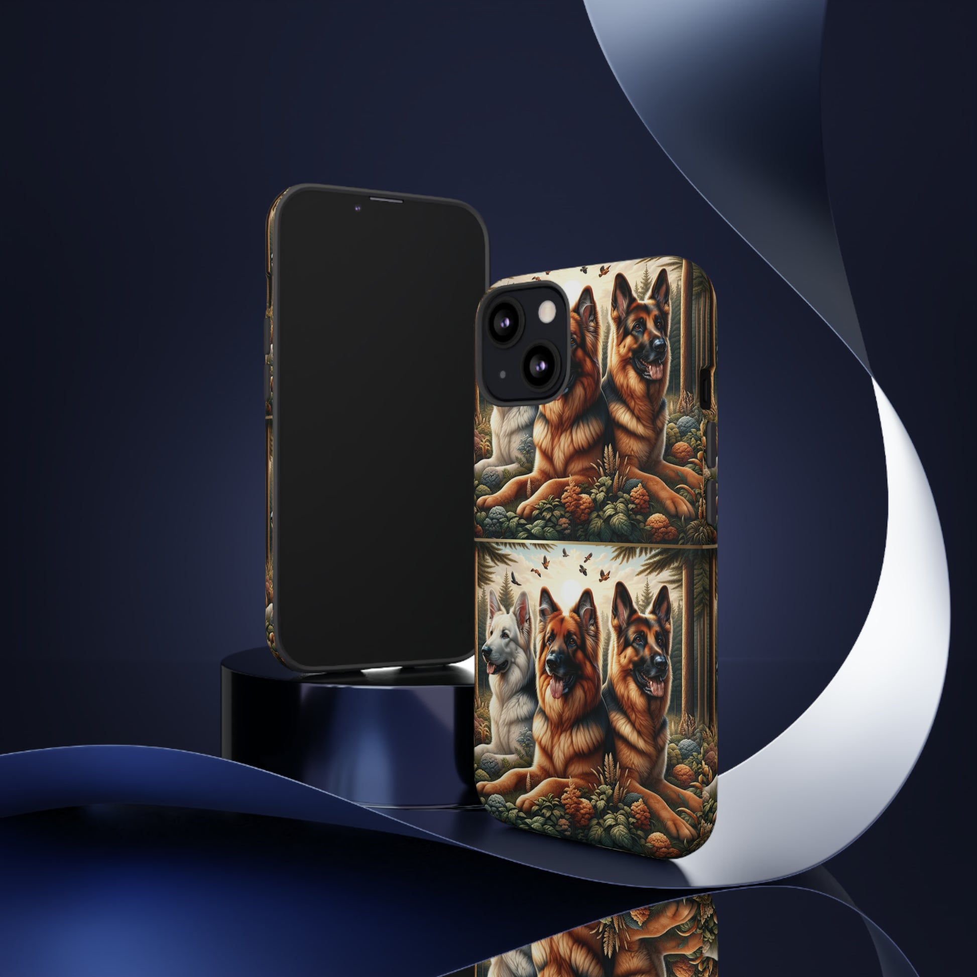 German Shepherd Phone Tough Case Floral Elegant Durable Dog Lover Devices iPhone 15, Samsung iPhone Samsung Accessory Gift for Her.