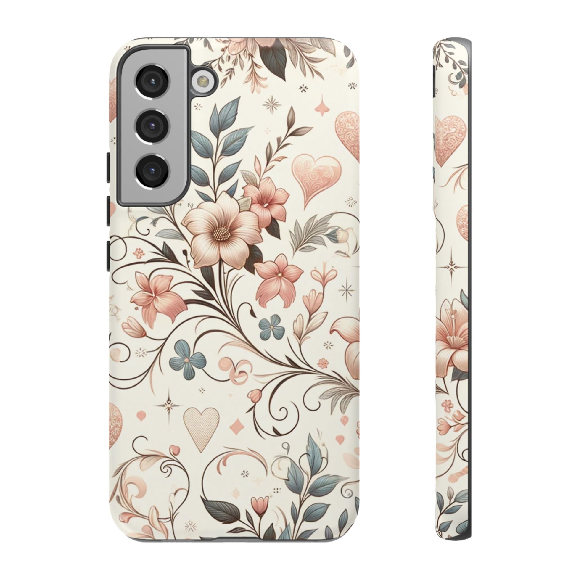 Floral Design Luxury Phone Tough Case Floral Elegant Durable Stylish for Modern Devices iPhone 17, 16 15, Samsung iPhone Samsung Accessory Gift for Her
