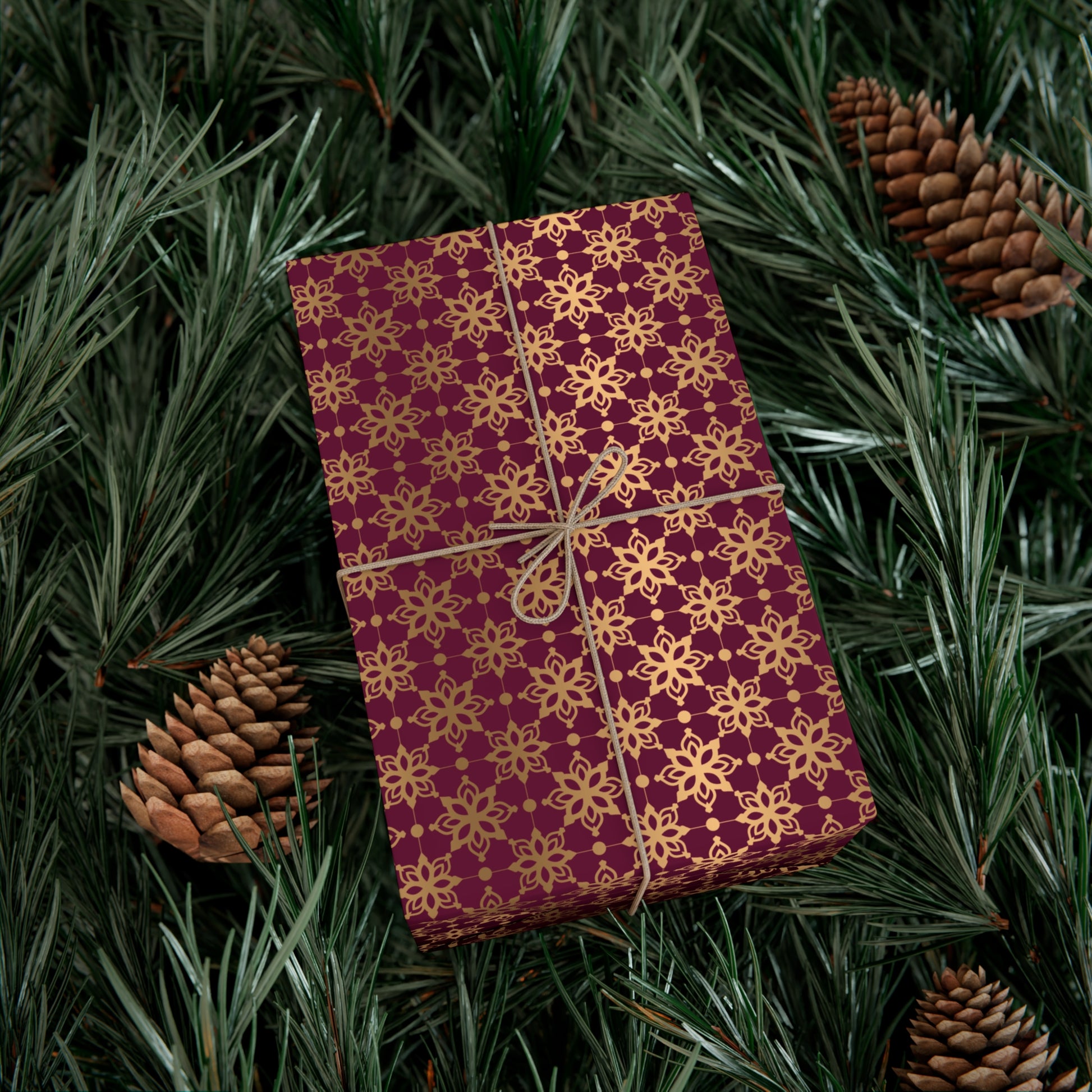 Elegant Luxuries Burgundy Wrapping Paper with Gold Accents Perfect for Christmas Gifts, Weddings, & Special Occasions Premium Quality Gift Wrap for Luxurious Presentation - MRSBYVALLE