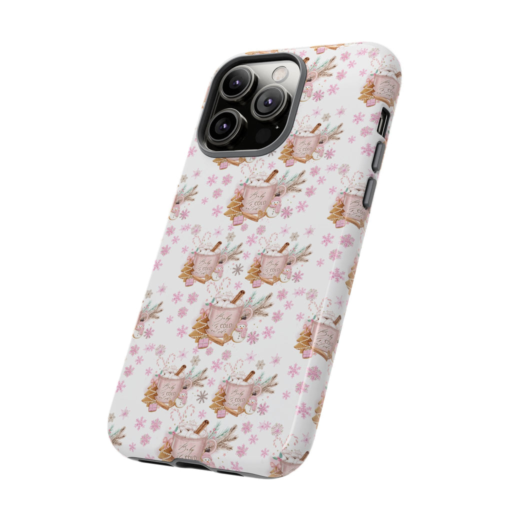 Baby it's Cold Outside Pink and White Phone Case Unique Holiday Protection for Your Device | Stylish & Durable Cover Gift for Her Phone 15, Samsung iPhone Samsung Accessory Gift for Her
