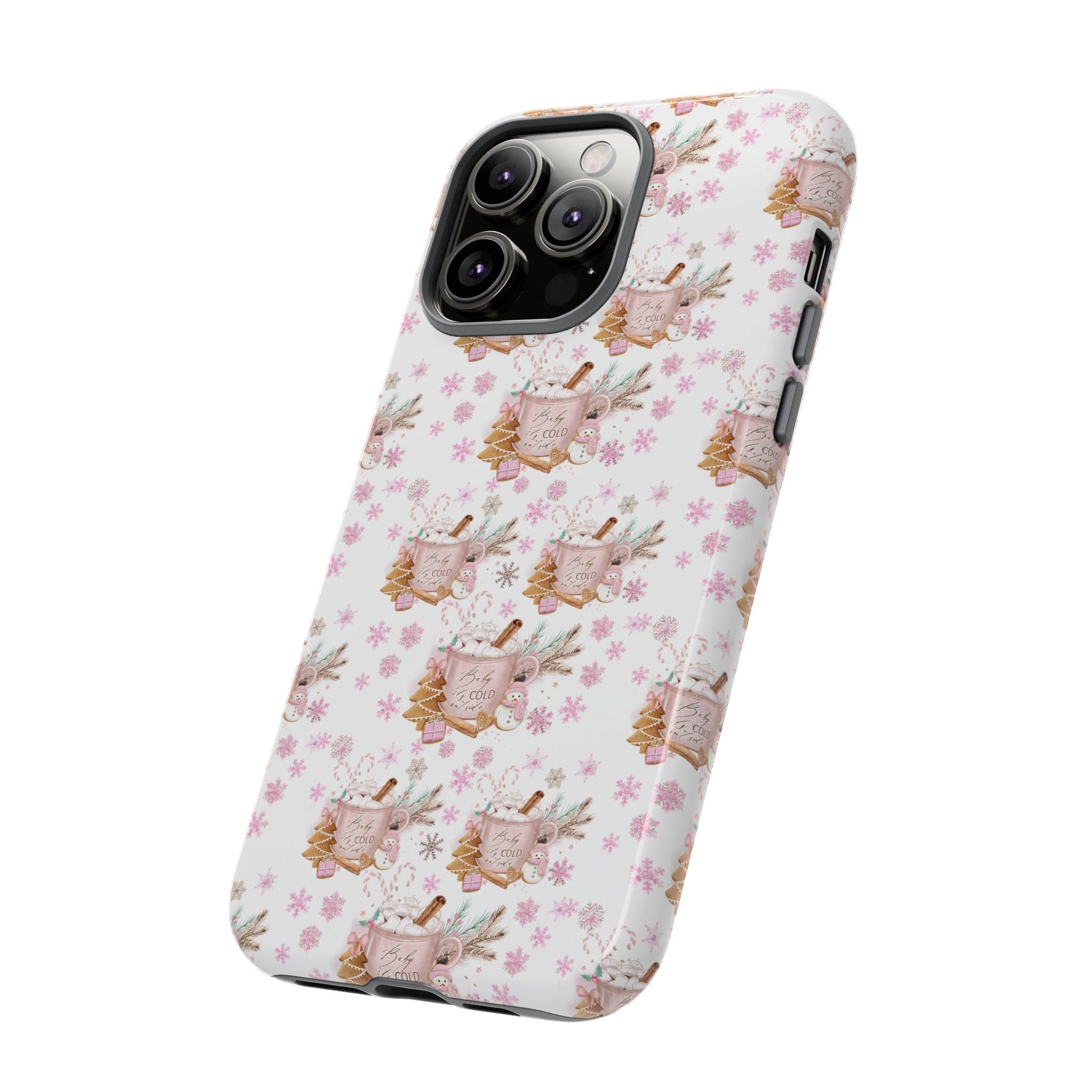 Baby it's Cold Outside Pink and White Phone Case Unique Holiday Protection for Your Device | Stylish & Durable Cover Gift for Her Phone 15, Samsung iPhone Samsung Accessory Gift for Her