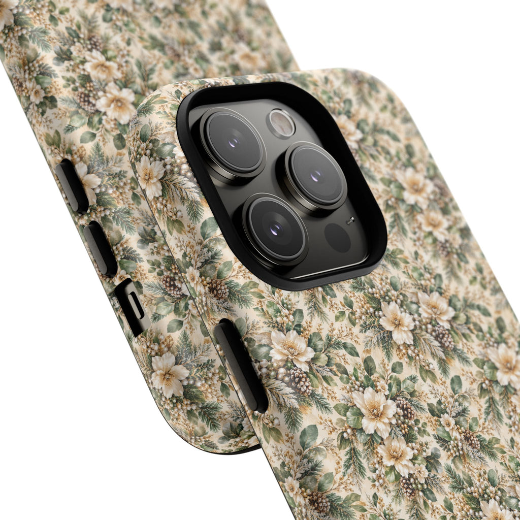Sage Green & Champagne Floral MagSafe Tough Phone Case