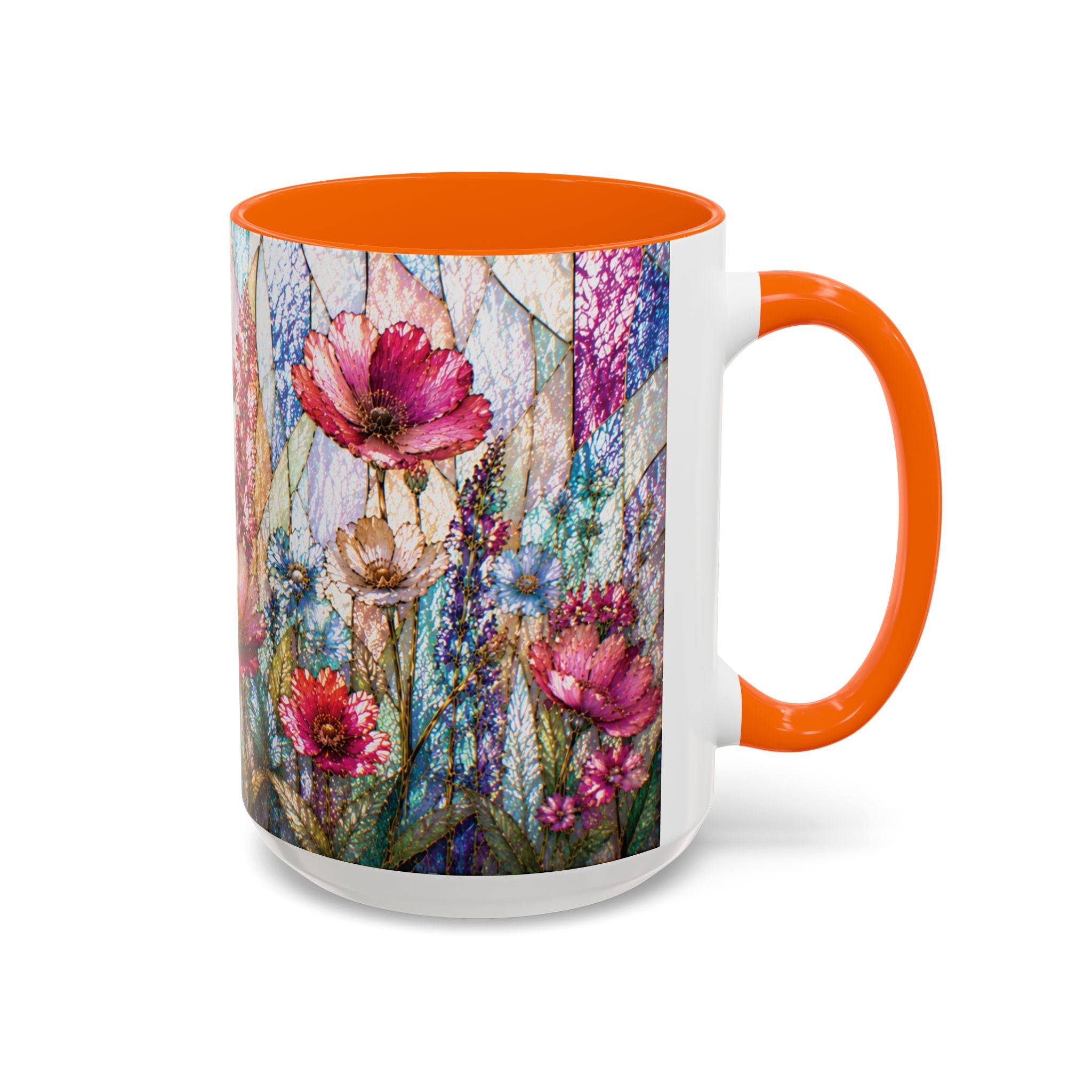 Wildflower Watercolor Coffee Mug Vibrant Wildflower Accent 11/15oz Stain Glass Illusion