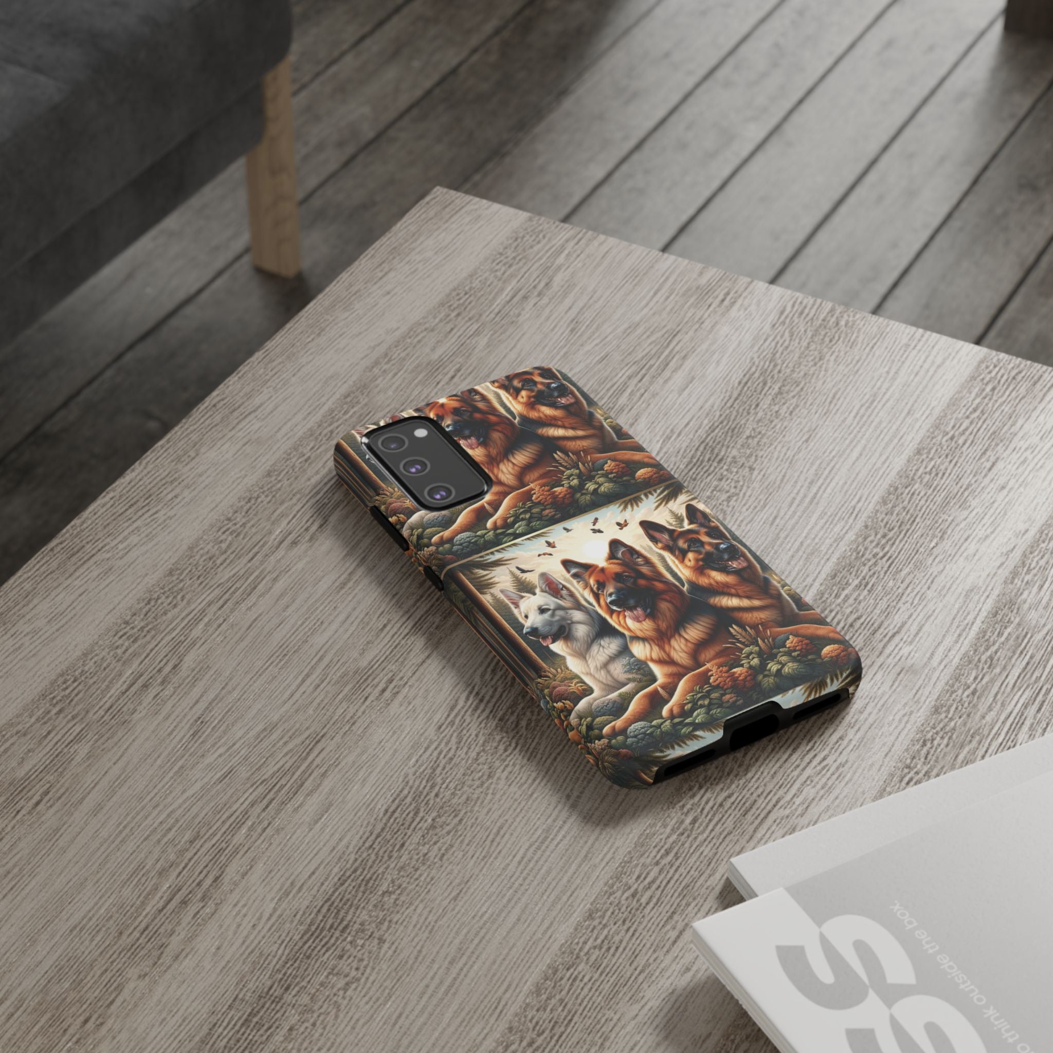 German Shepherd Phone Tough Case Floral Elegant Durable Dog Lover Devices iPhone 15, Samsung iPhone Samsung Accessory Gift for Her