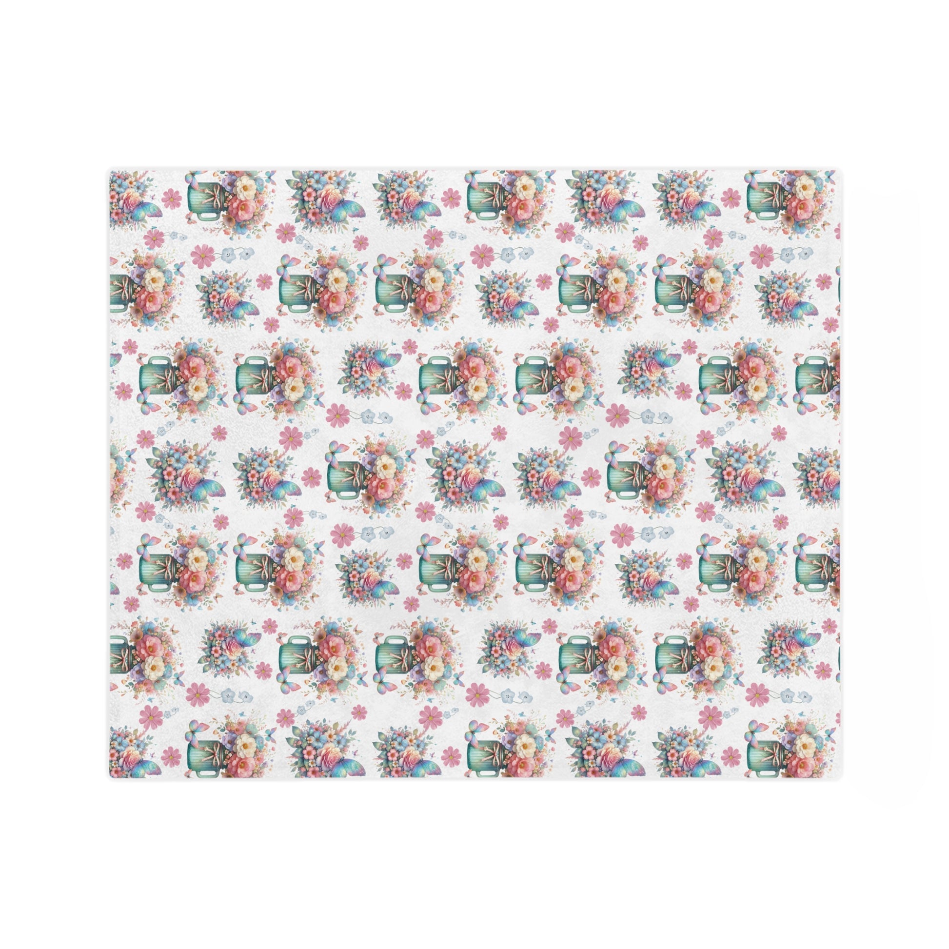White Pastel Wildflower Minky Blanket Luxurious 100% Polyester Cozy Comfort Throw Ultra-Soft Microfiber Comfort Blanket, Perfect for Snuggling Decor, Cozy All-Season Warmth, Comfort Housewarming Gift Throw.
